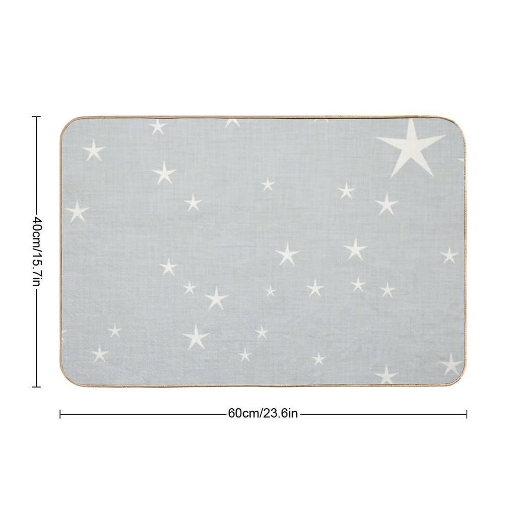 Grey Star with Fabric Texture - Narwhal Collection  Repositionable Bath Mat