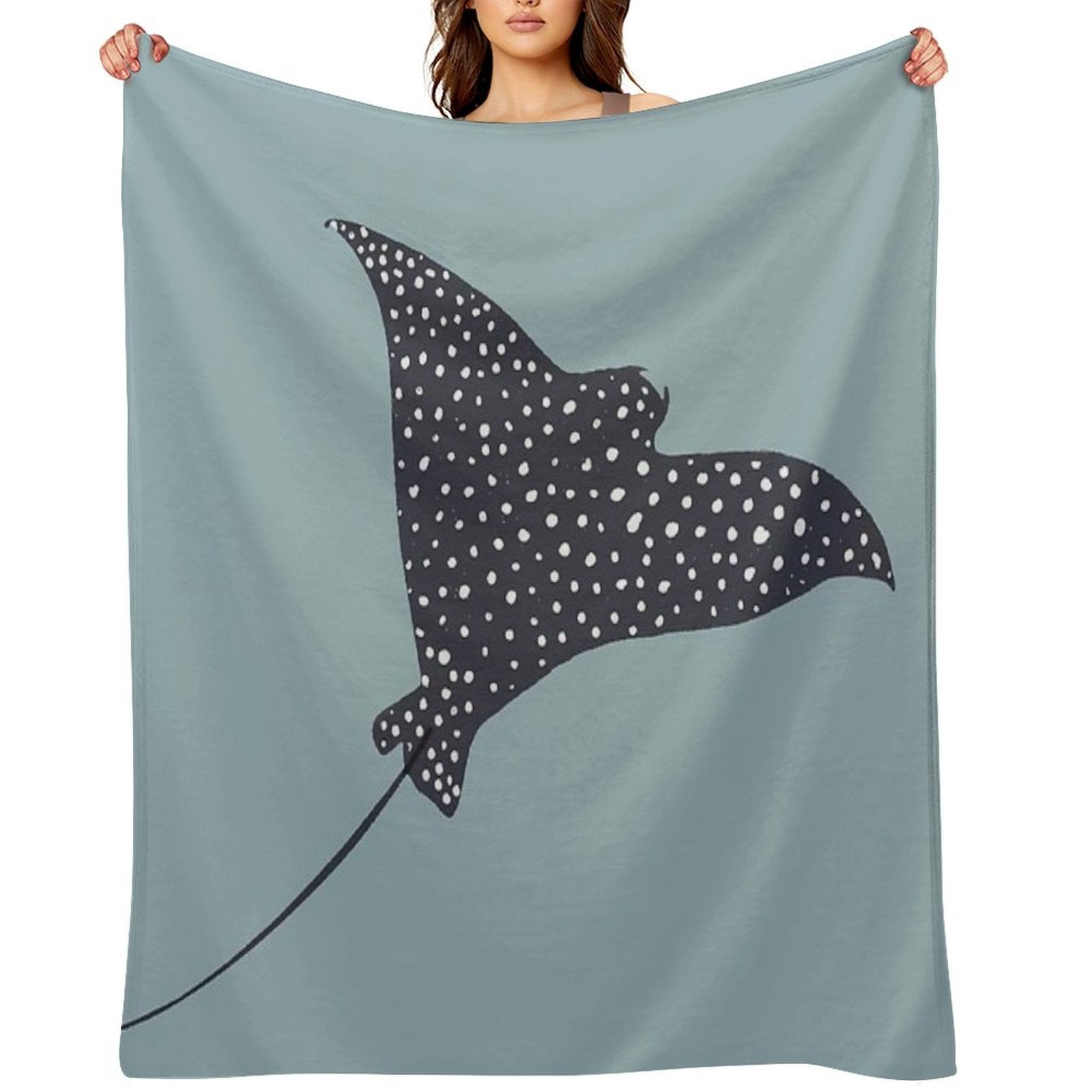 Stingray Fish Illustration Sustainable Throw Blanket