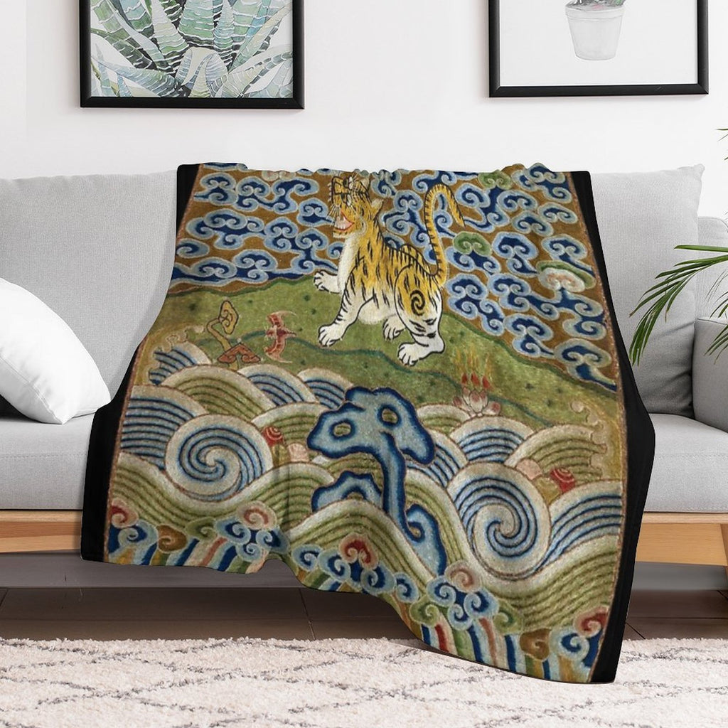 Chinese Tiger - Rank Badge Anti-pilling Throw Blanket