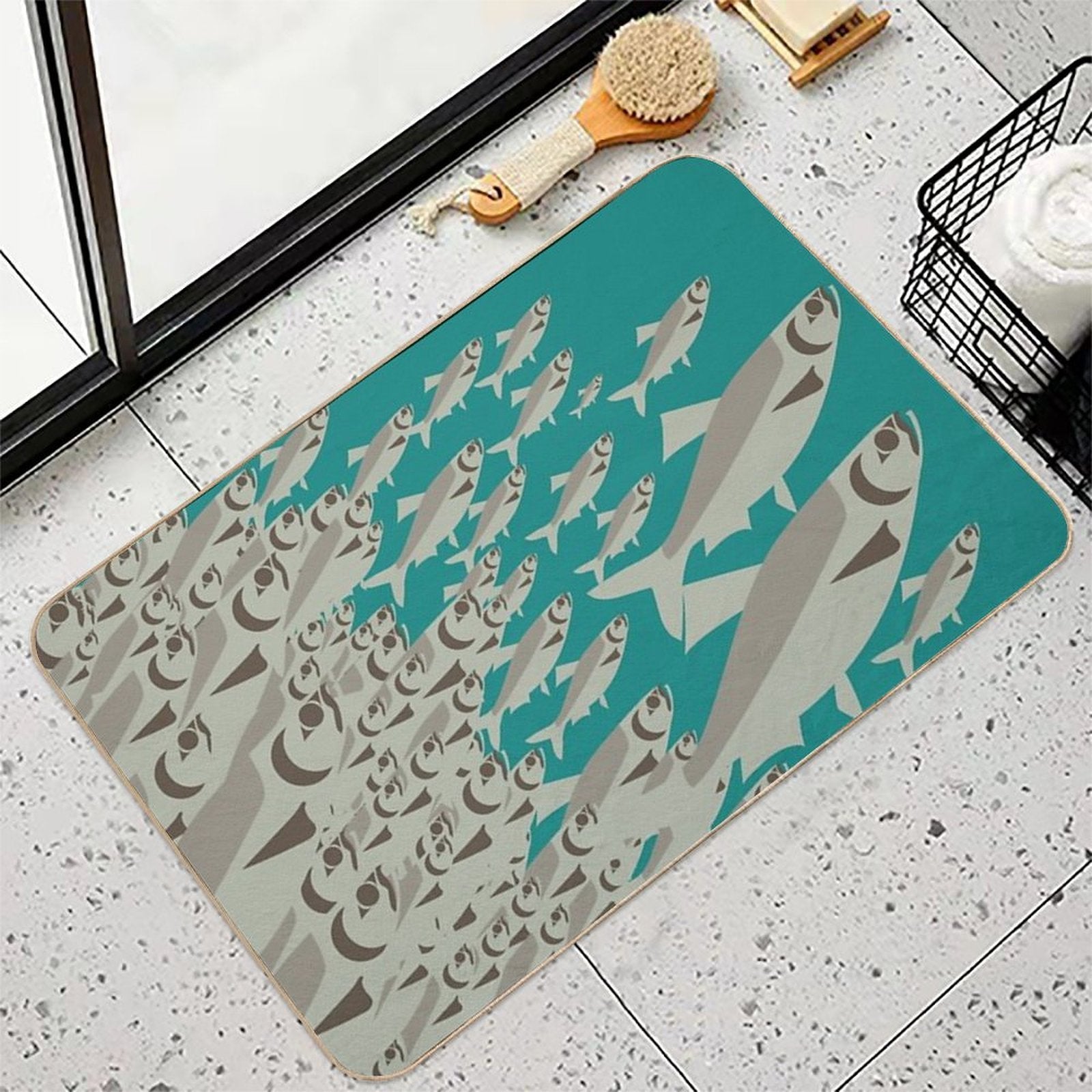 Coast Salish Herring  Easy To Clean Bath Mat