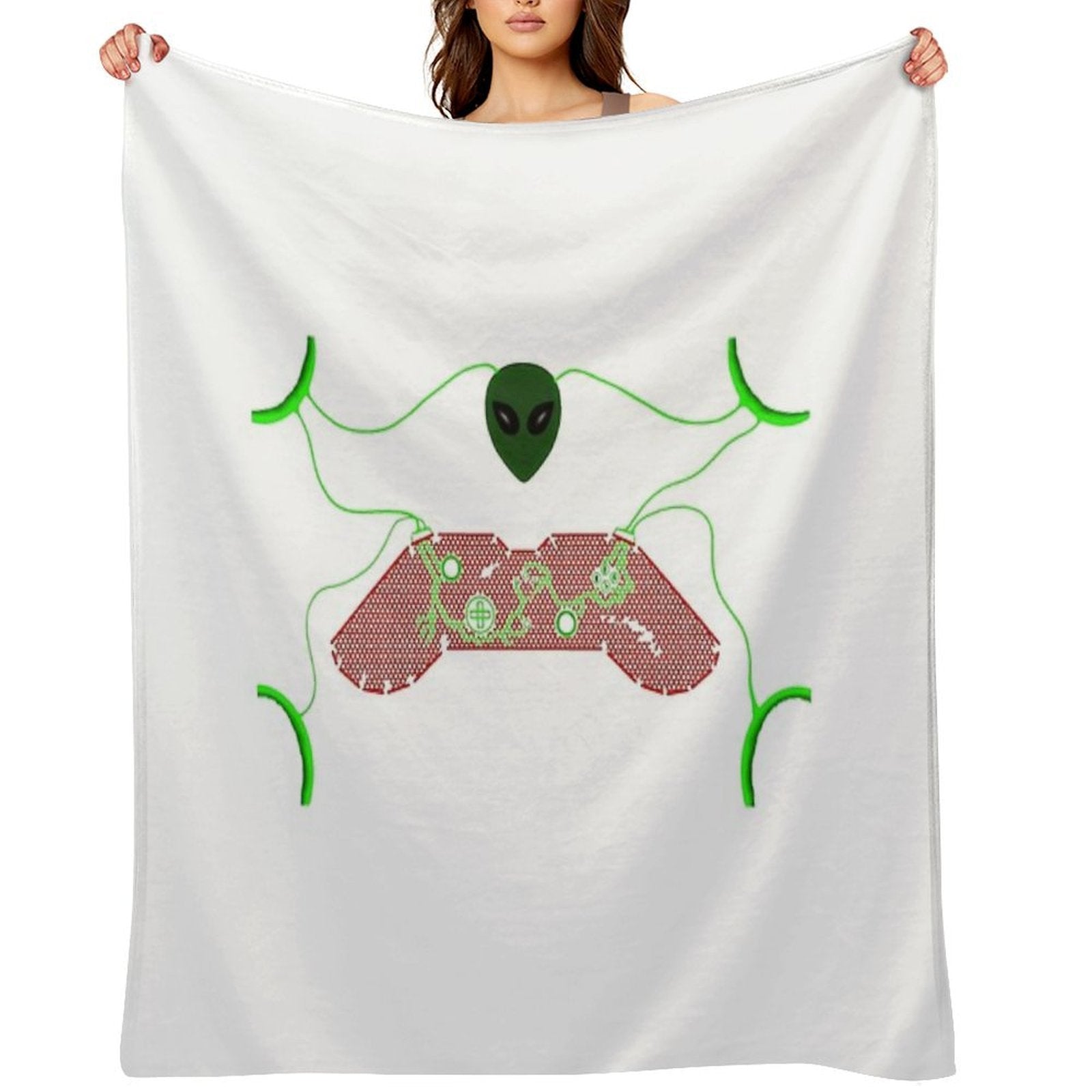 Alien Game Controller Plush Throw Blanket