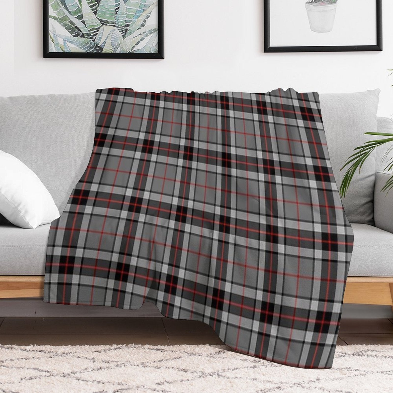 Thompson Grey Tartan  Clan Thomson  Cute Tartan Plush Throw Blanket