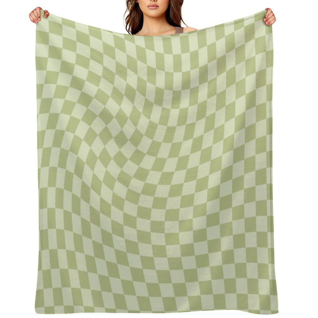 Trippy Swirl  Green Easy Care Throw Blanket