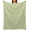 Trippy Swirl  Green Easy Care Throw Blanket