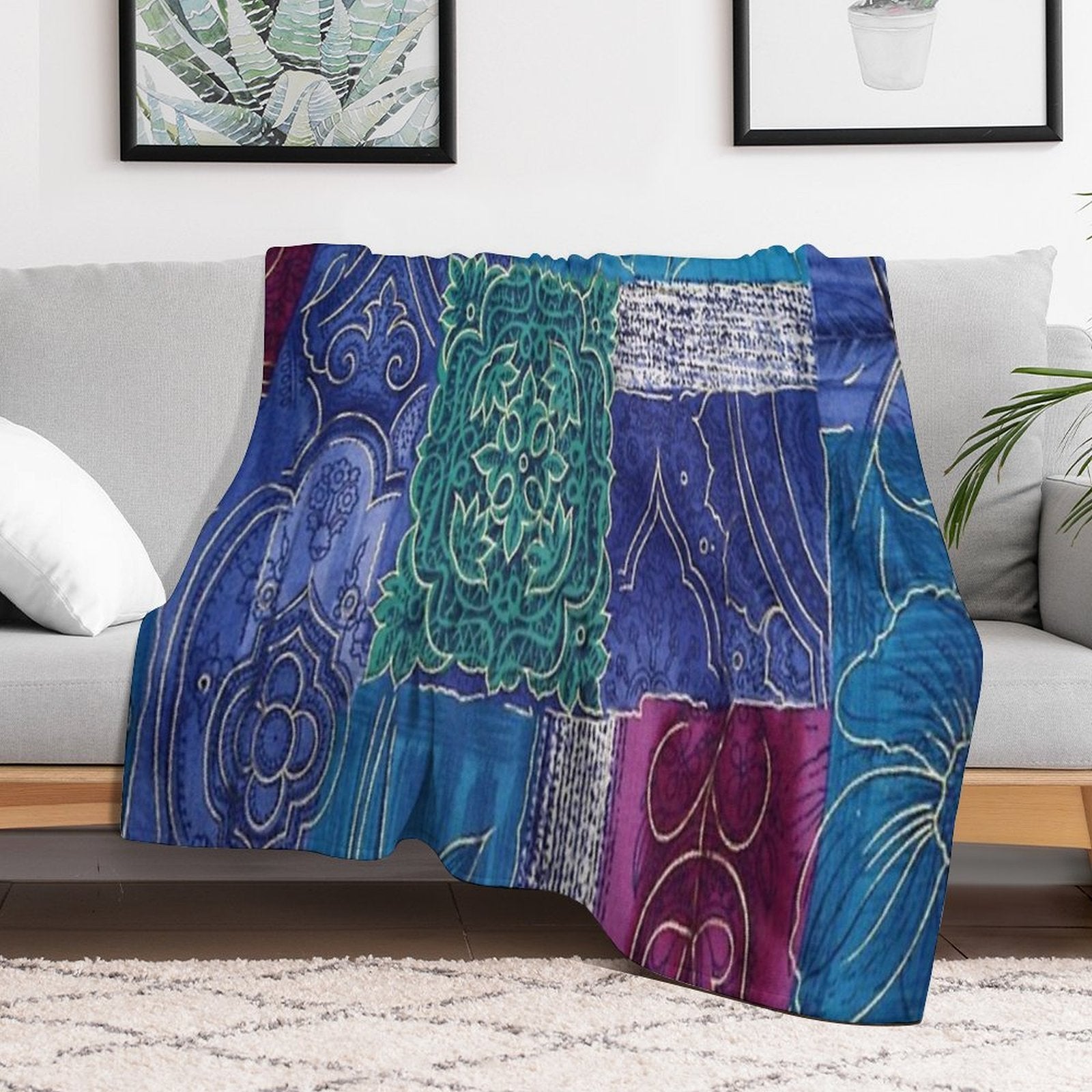 Tapestry Squares Comfort Throw Blanket