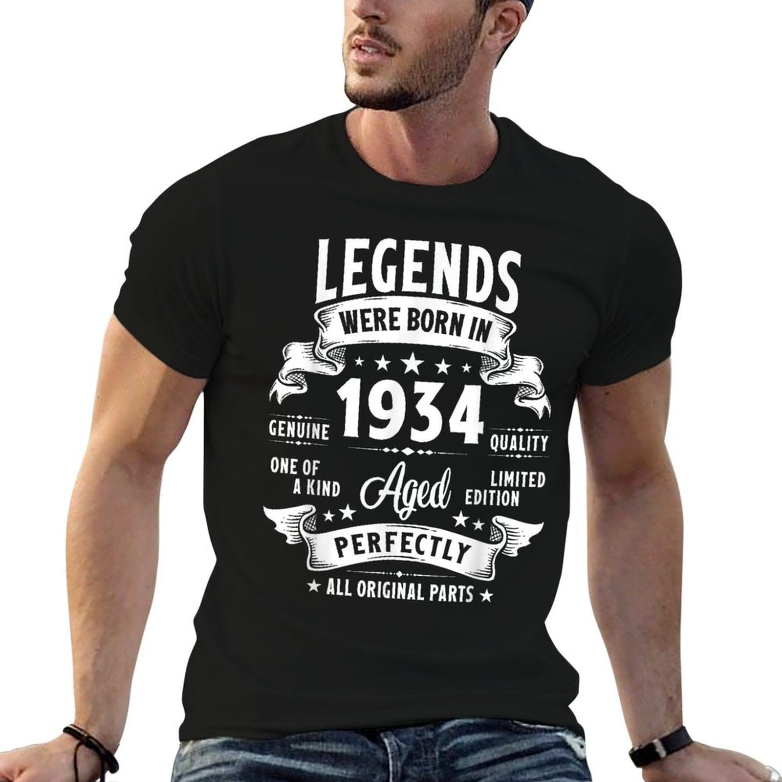 Vintage 1934 91 Year Old Gifts For Men Women 91st Birthday  Rolled Sleeves T-Shirt