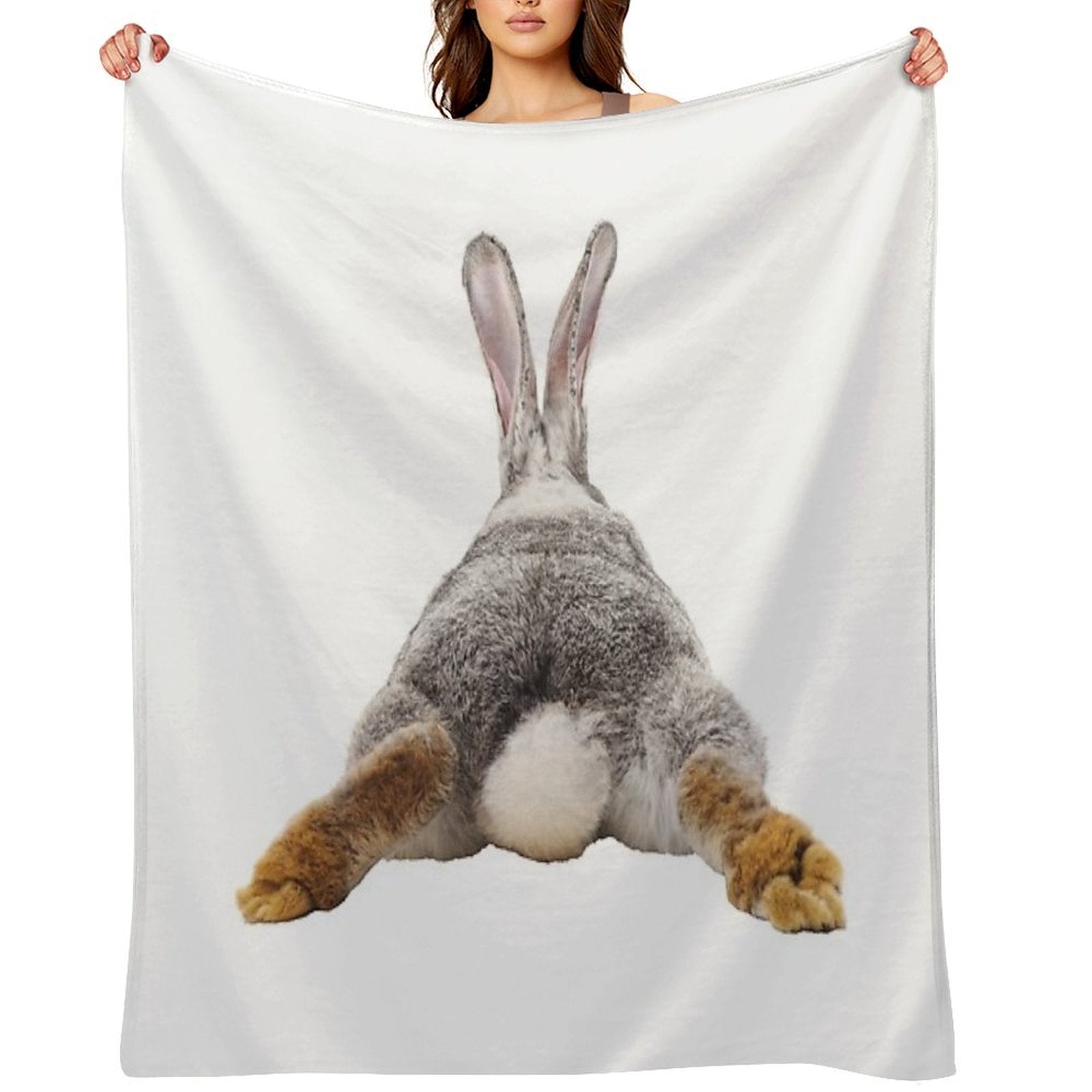 Cute Bunny Rabbit Tail Butt Image Picture Machine-washable Throw Blanket