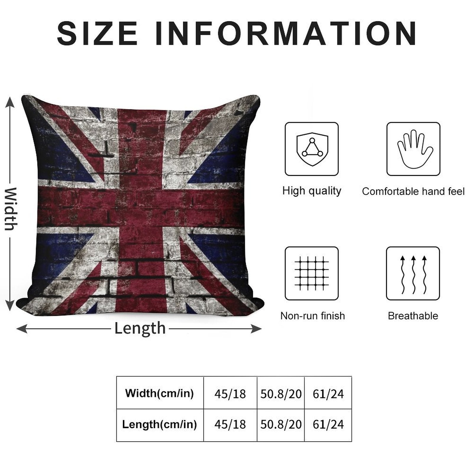 Grunge UK Flag, Great Britain, Punk Style Distressed Wall Soft Short Plush Fabric Throw Pillow