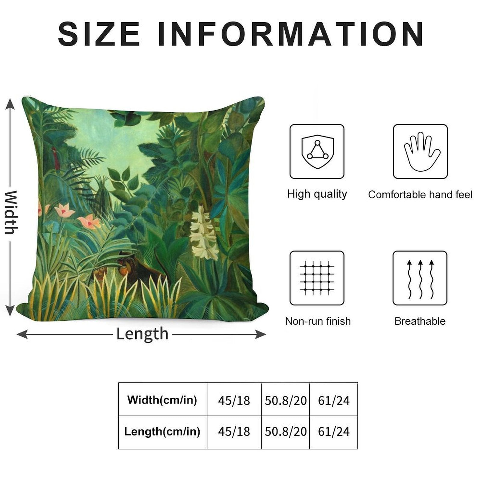 Henri Rousseau The Equatorial Jungle, 1909 Soft Hidden Zipper Throw Pillow