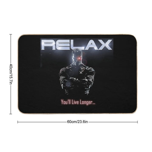 Badass Funny Terminator Relax Advice Illustration  Fade-Resistant Bath Mat