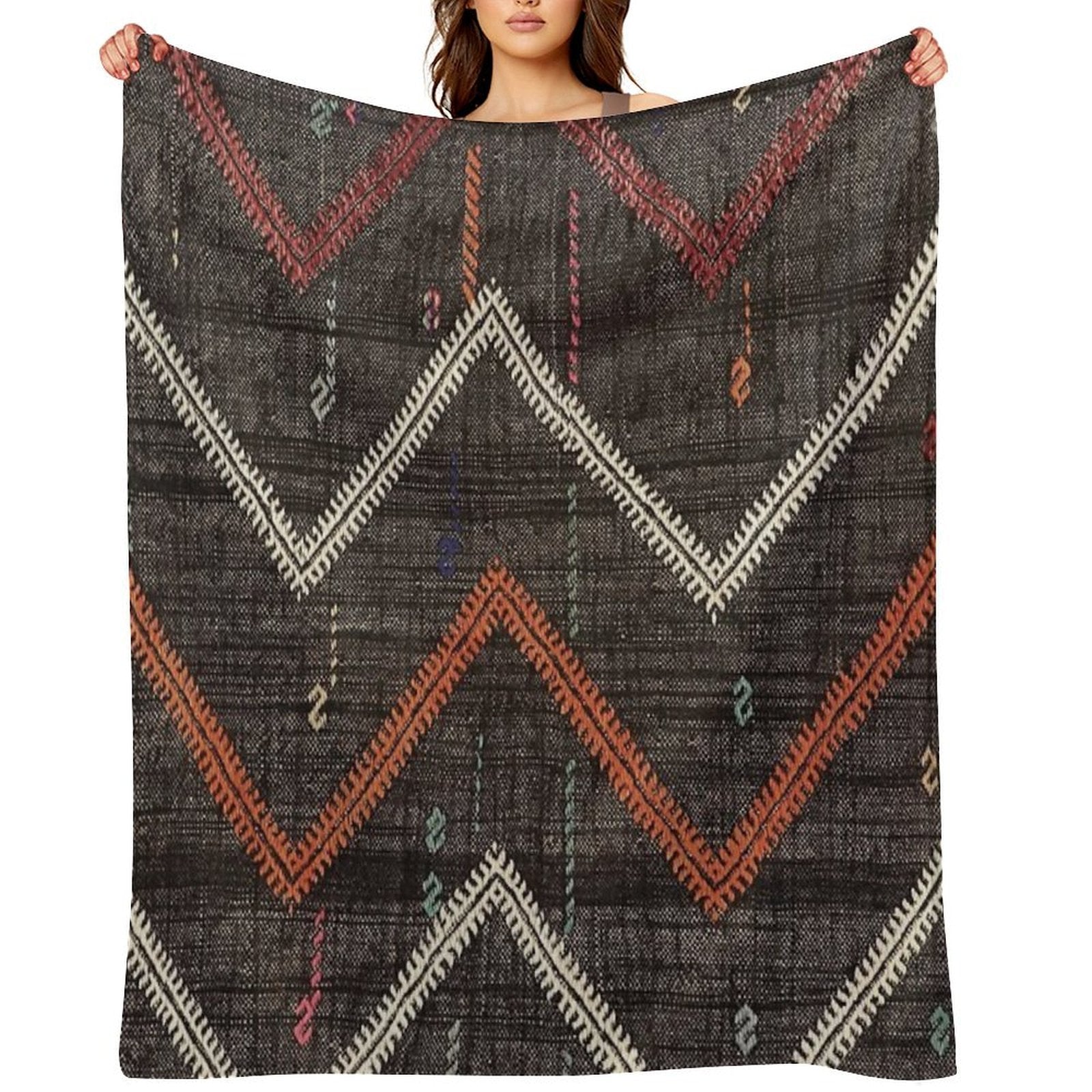 Old Kilim Fragment Shrink-resistant Throw Blanket