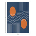 Mid Century Modern Geometric 83 in Navy Blue And Burnt Orange (Rainbow And Sun Abstraction) Shrink-resistant Throw Blanket