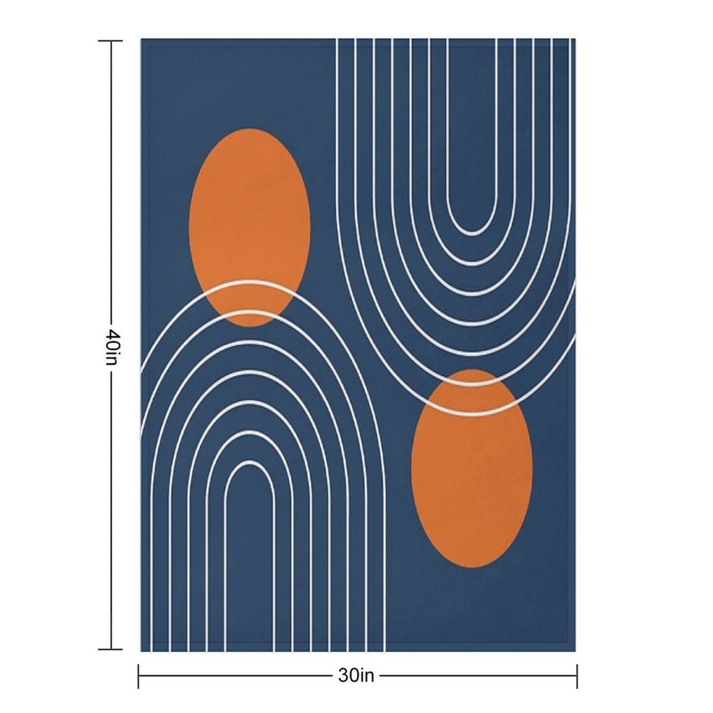 Mid Century Modern Geometric 83 in Navy Blue And Burnt Orange (Rainbow And Sun Abstraction) Lightweight Throw Blanket