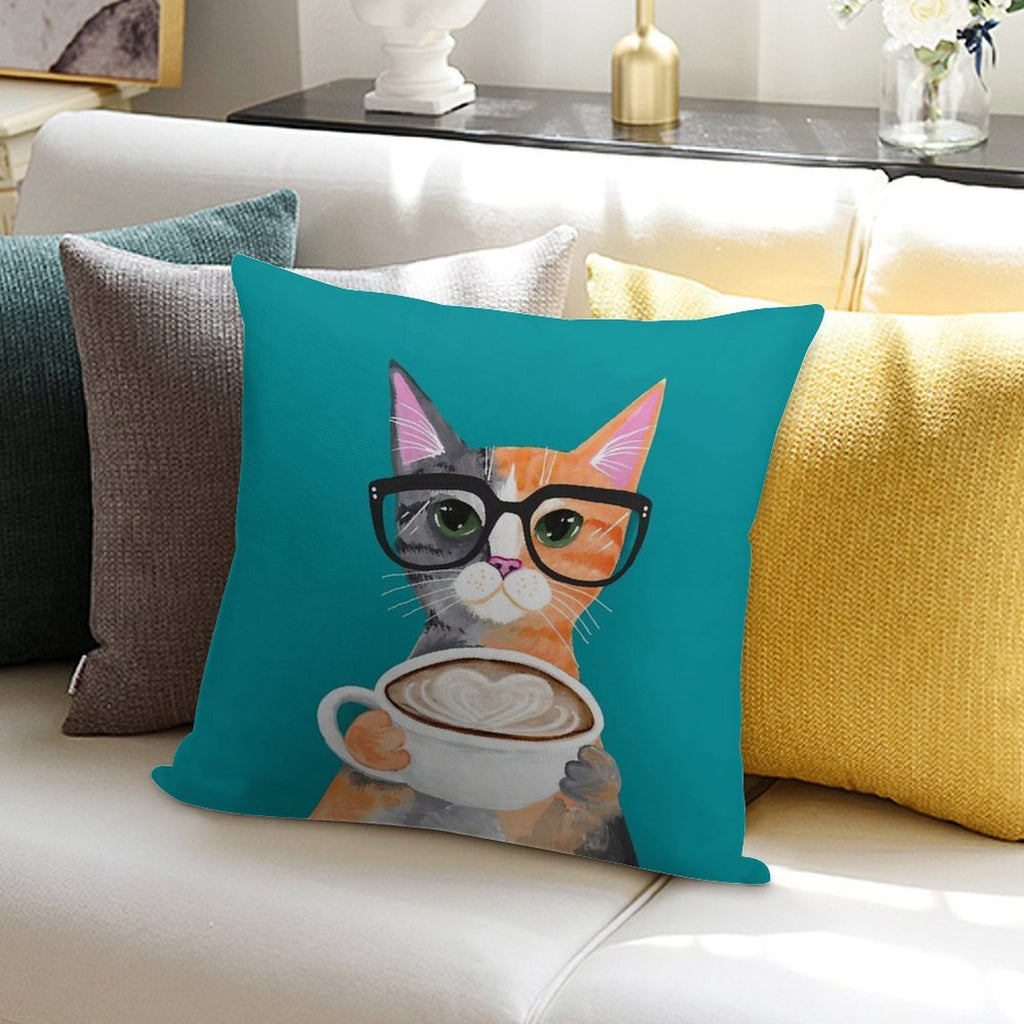 Kitten's Latte of Love Soft Easy Maintenance Throw Pillow