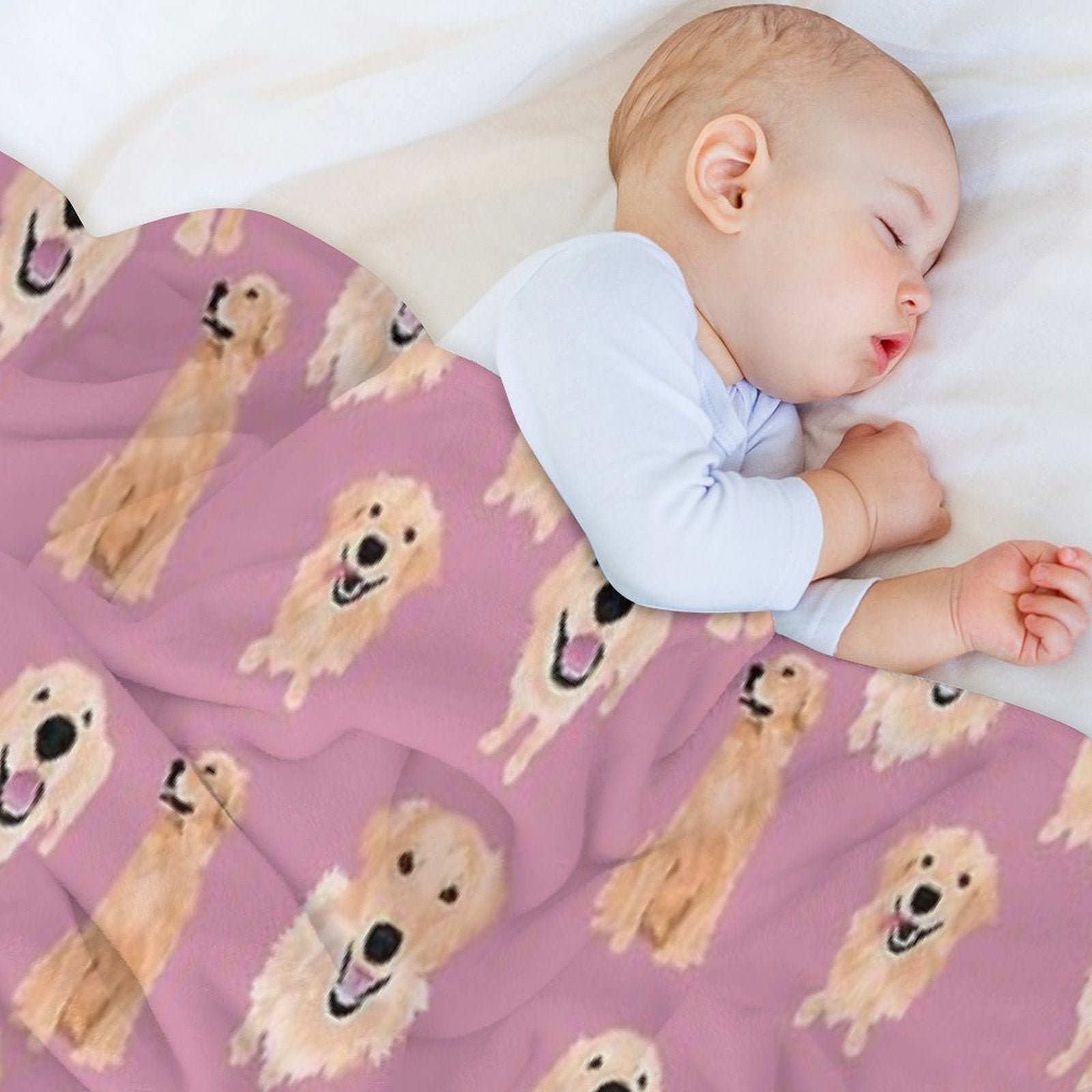 Golden Retrievers on Pink Compact Throw Blanket
