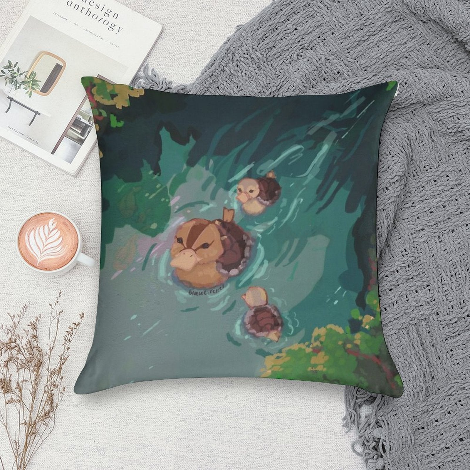 Turtle Duck Pond Avatar The Last Airbender Soft Warmth Comfort Throw Pillow