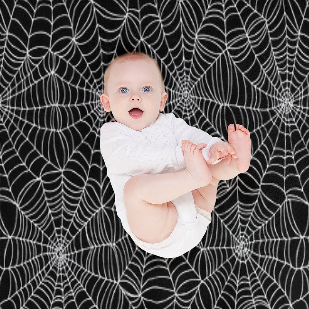 Spider Web Pattern - White on Black by Cecca Designs Plush Throw Blanket