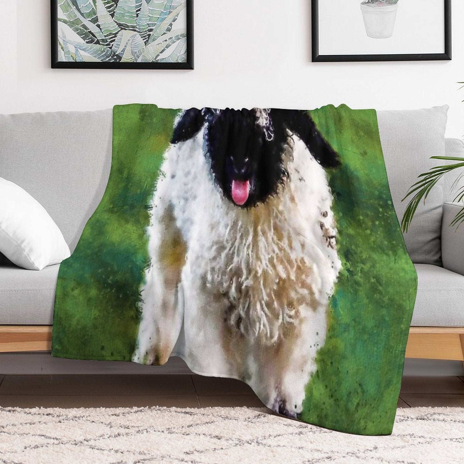Swiss Valais Blacknose Sheep, Black Faced Sheep, Cute Baby Farm Animal, Walliser Schwarznasenschaf, Cute Fluffy Sheep Comfort Throw Blanket
