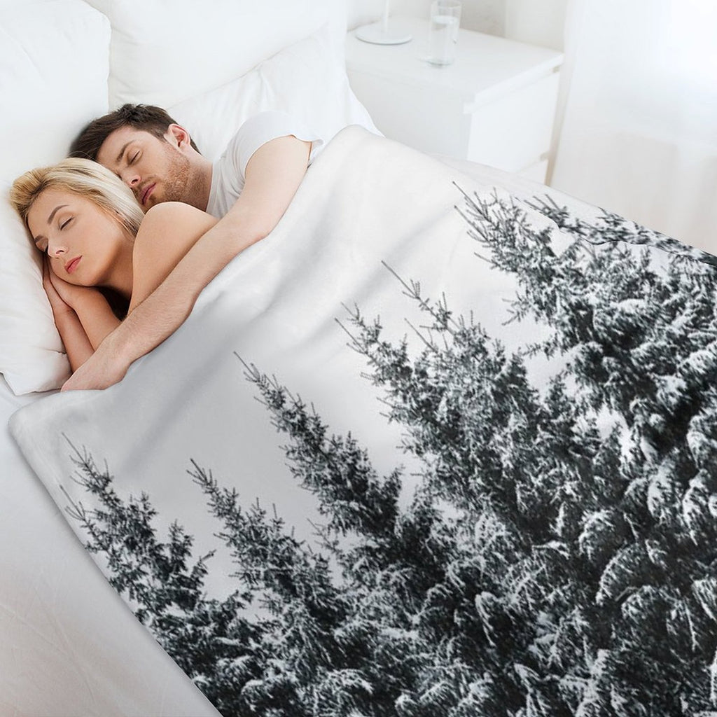 The White Bunch  Misty Moody Foggy Milky Winter Wonderland Forest With Cascadia Trees Covered In Magic Fog Comfort Throw Blanket