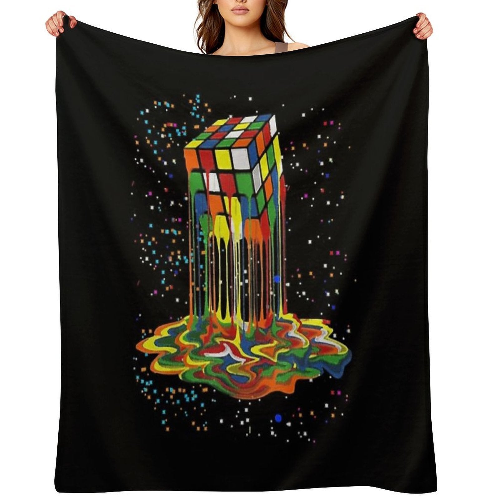 Awesome Graphic Melting Rubik Rubix Rubics Cube Durable Throw Blanket