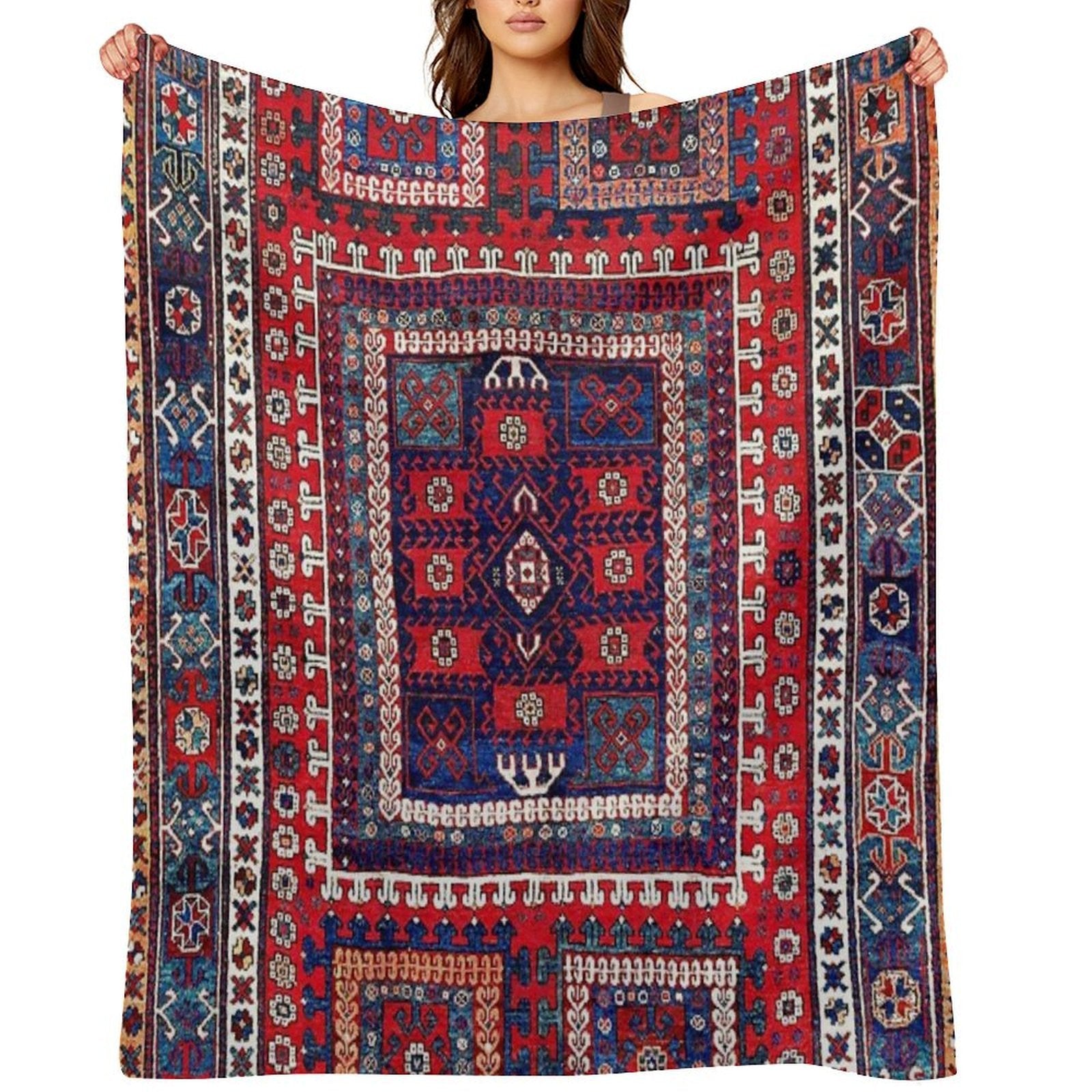 Karakecili Bergama Northwest Anatolian Rug Print Anti-pilling Throw Blanket