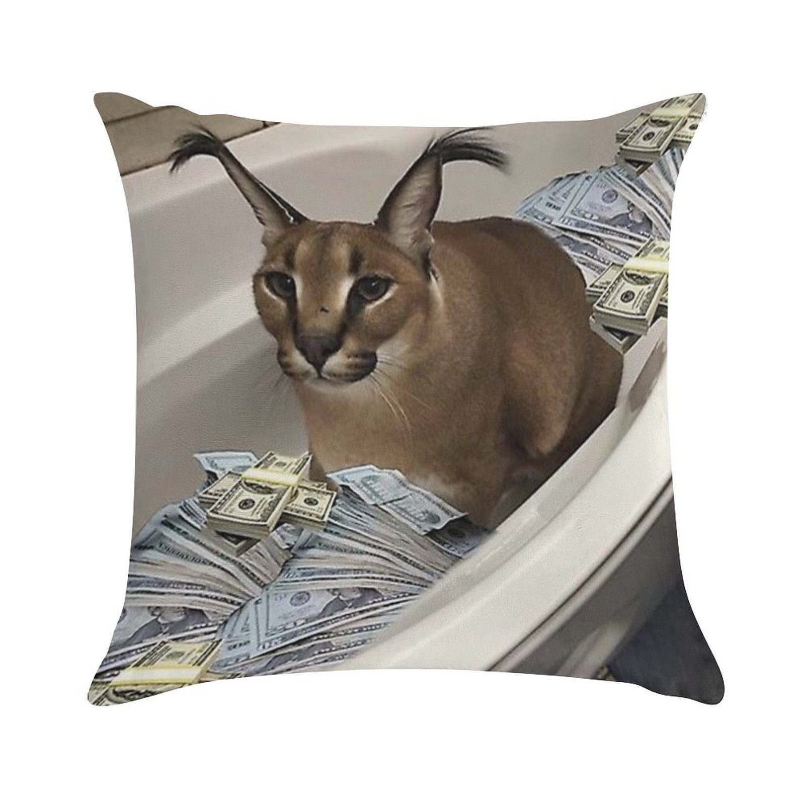 Big Floppa Cash Soft Luxury Feel Throw Pillow