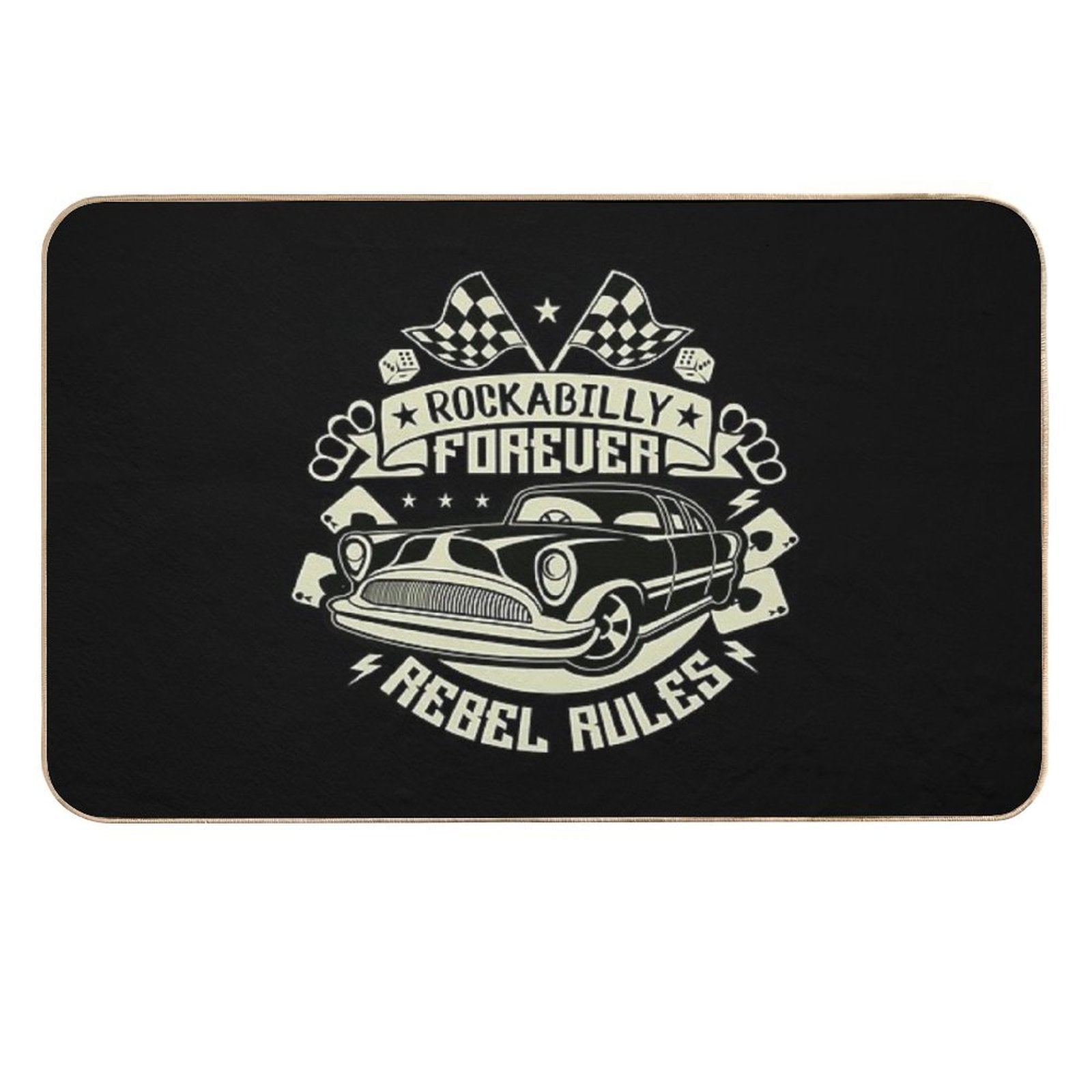 Rockabilly Retro 1950s 60s 70s Vintage Hotrod Classic Rock And Roll  Pet-Safe Bath Mat