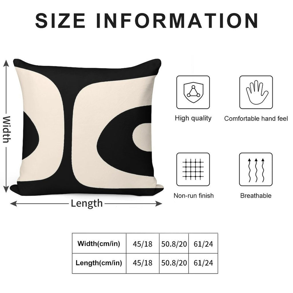 Retro Piquet Mid Century Modern Abstract Pattern 2 in Black And Almond Cream Soft Luxury Feel Throw Pillow