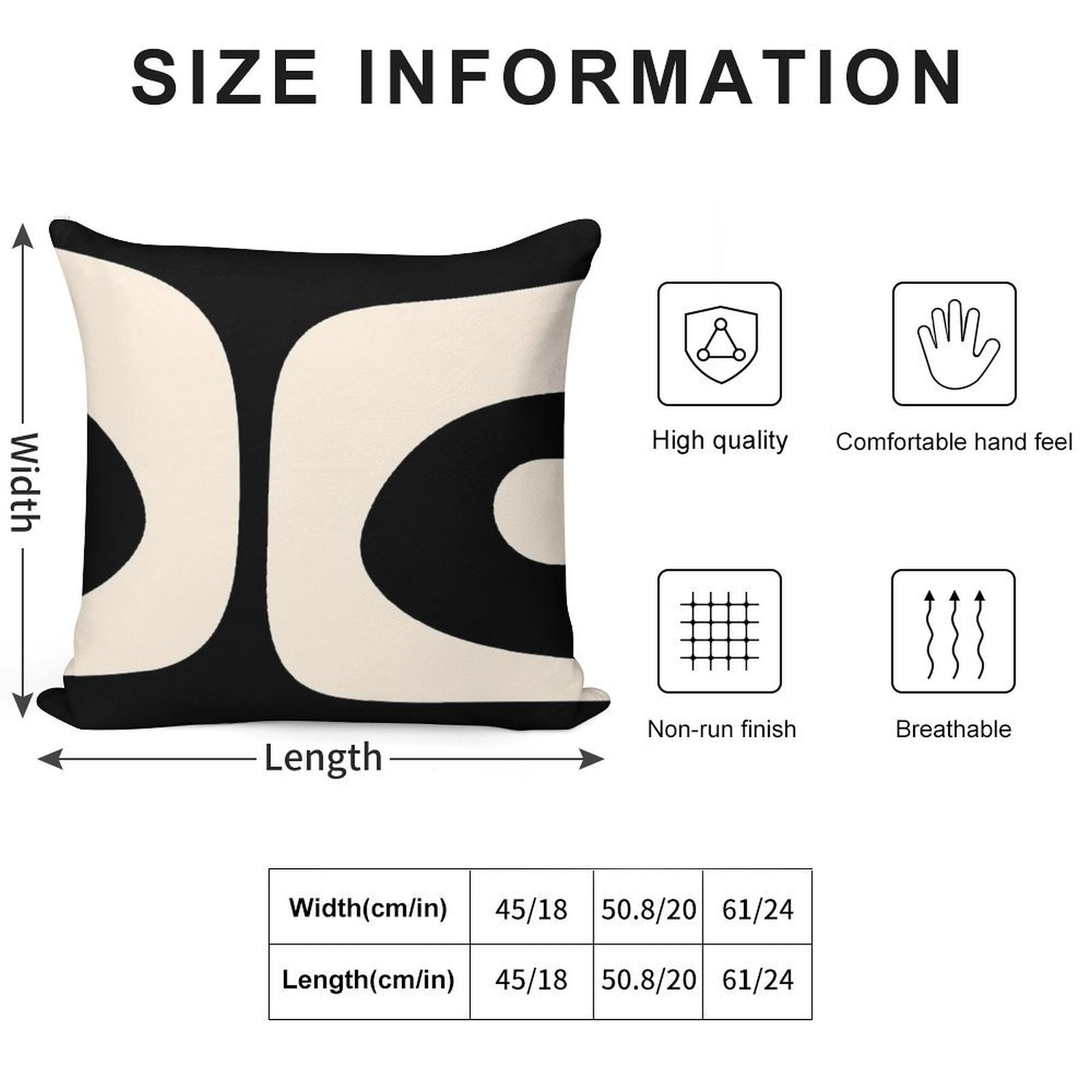 Retro Piquet Mid Century Modern Abstract Pattern 2 in Black And Almond Cream Soft Luxury Feel Throw Pillow