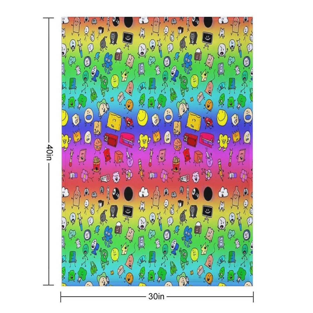 BFDI All Characters (Rainbow) Compact Throw Blanket