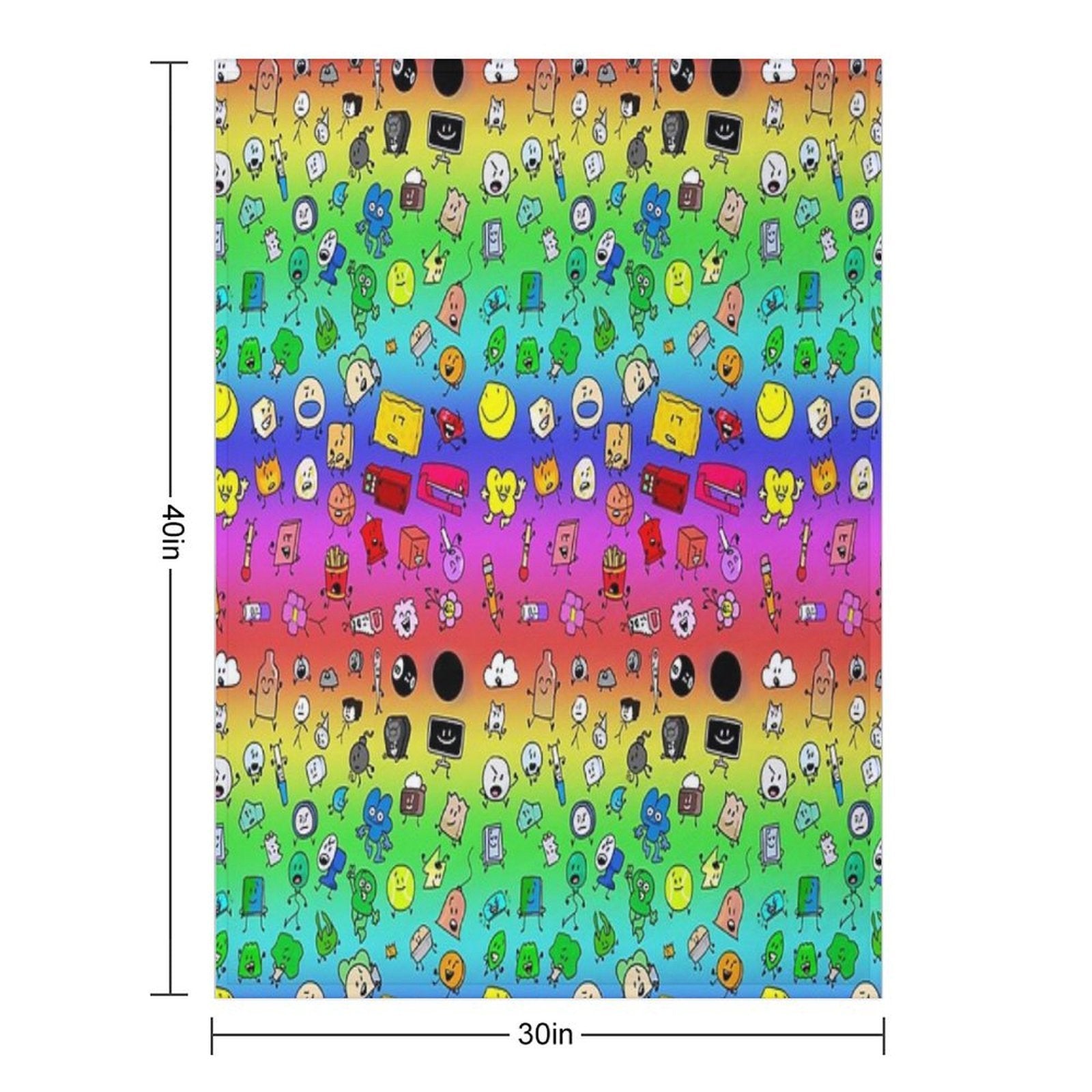 BFDI All Characters (Rainbow) Compact Throw Blanket