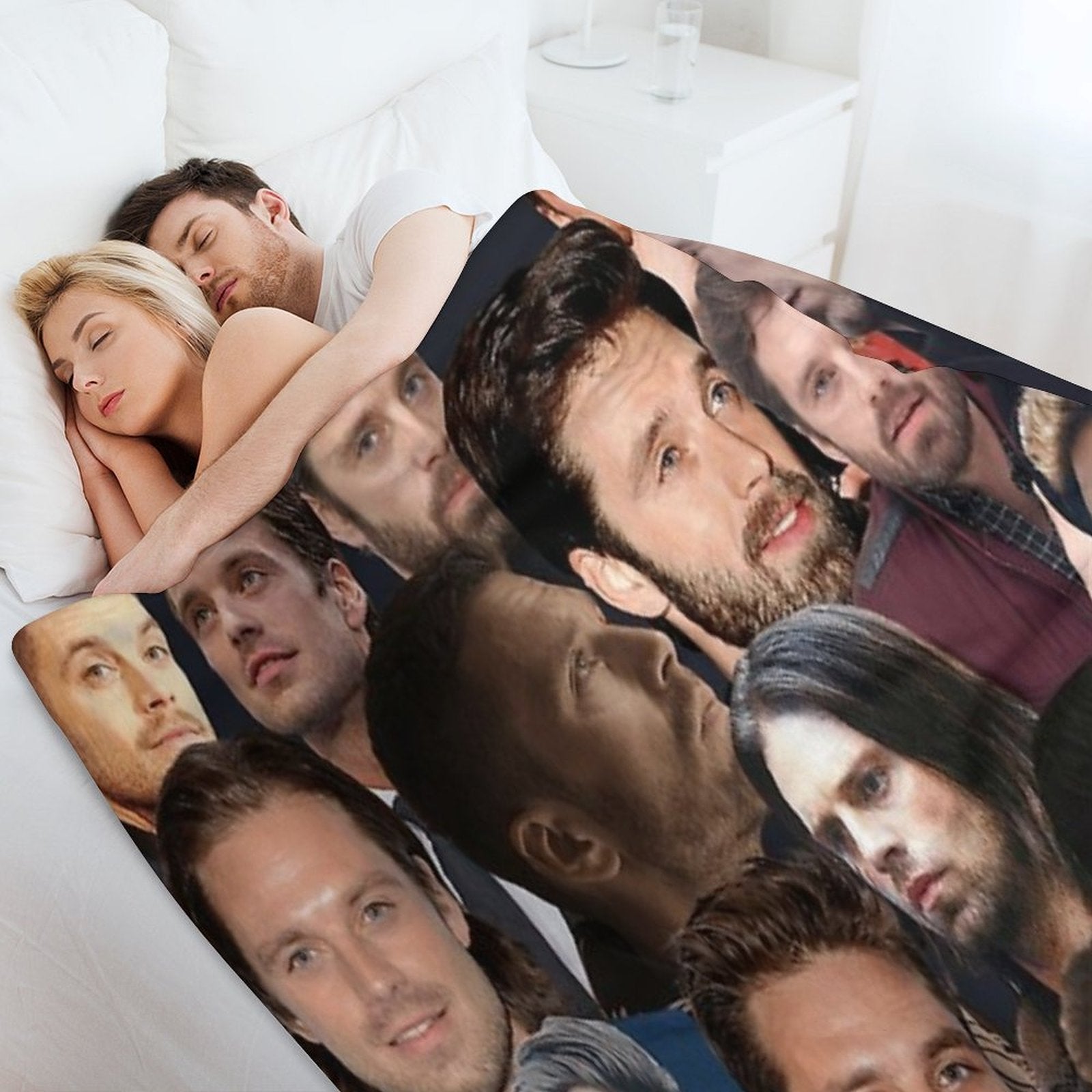 Sebastian Stan Photo Collage Handsome Guy Wrinkle-free Throw Blanket