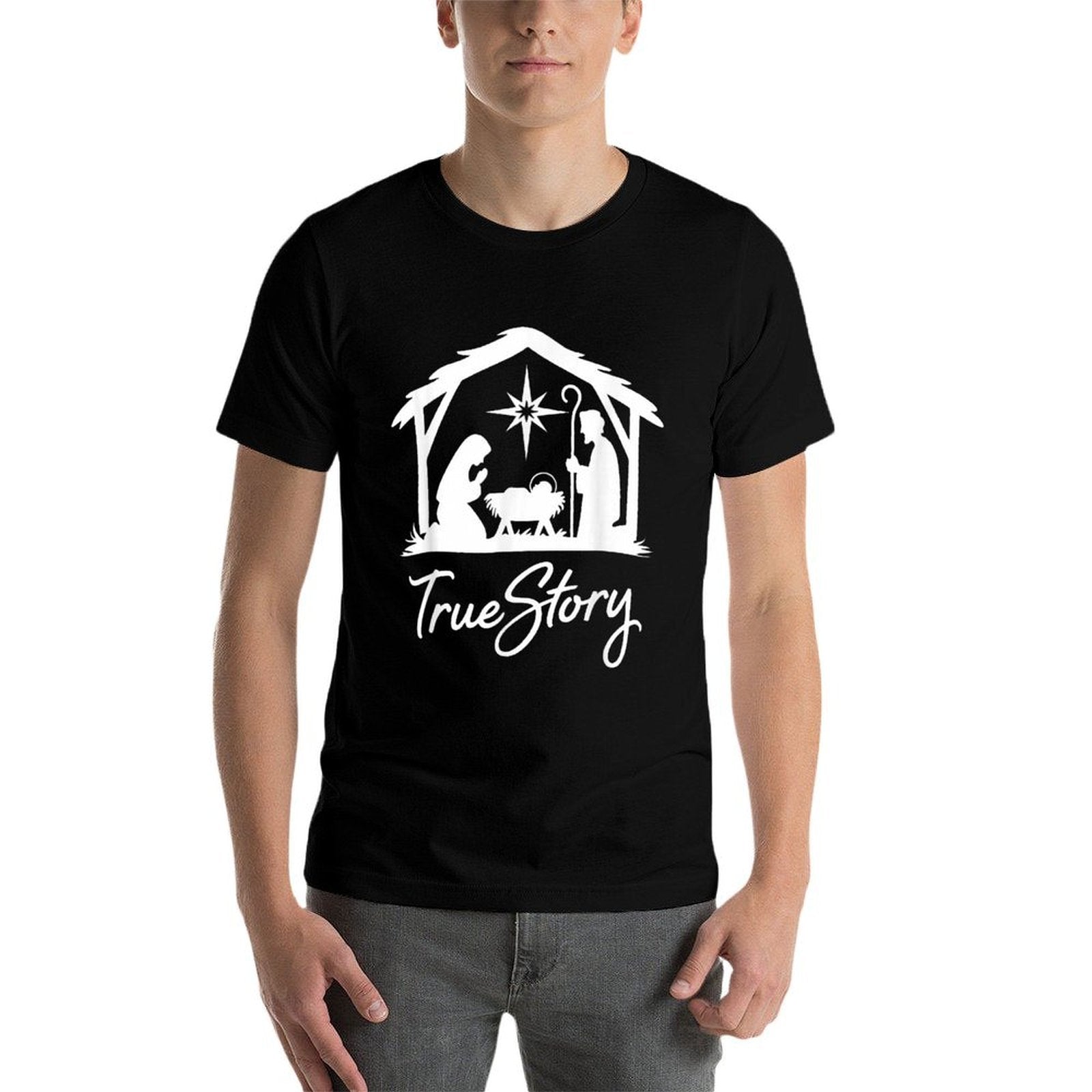 True Story Nativity Christmas Baby Christ Jesus Catholic  Tagless Design T-Shirt