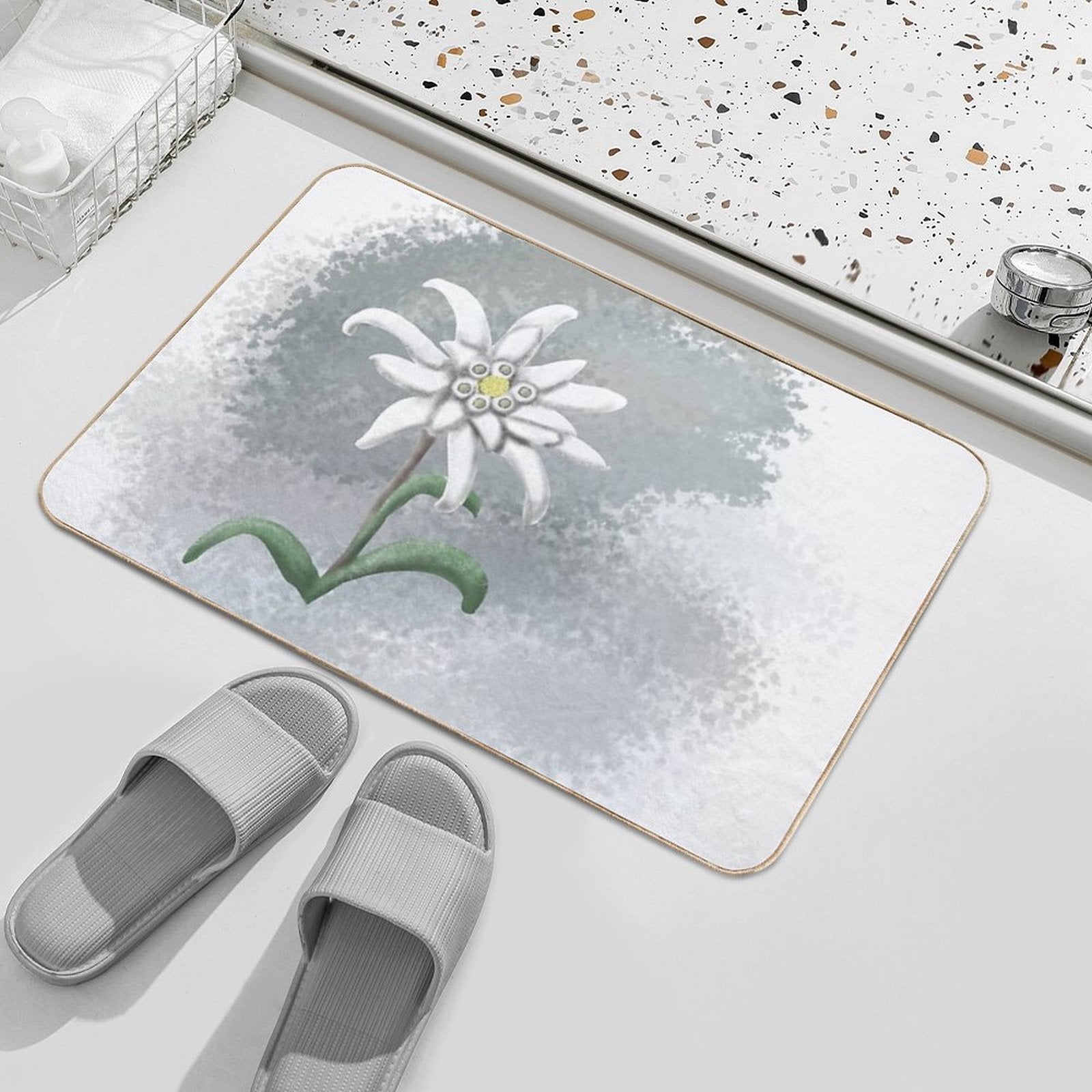 Strength And Beauty- Edelweiss  Slip-Resistant Bath Mat
