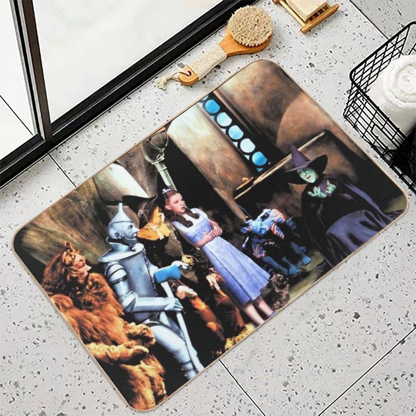 Colorized Vintage Design Print Stills  Oz Melting with  Mask  Dirt-Trapping Bath Mat