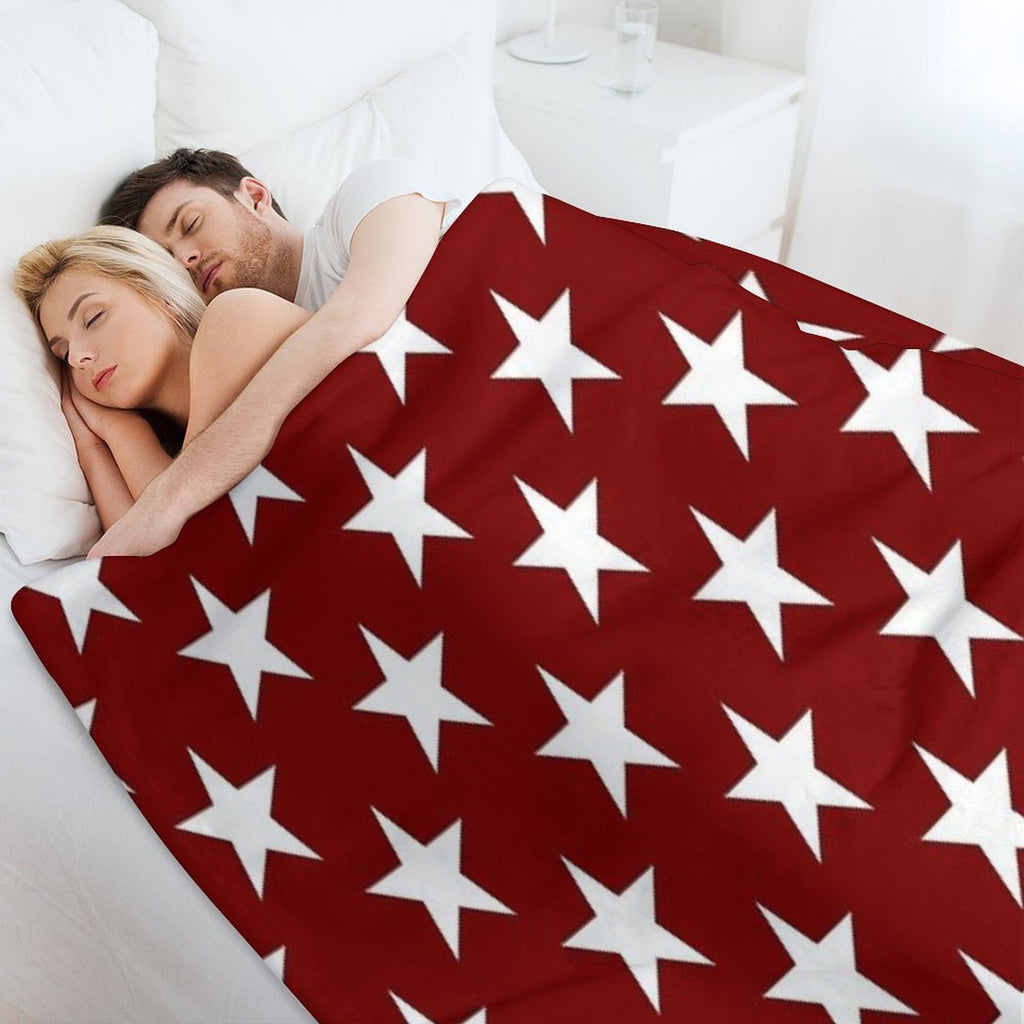 Stars on Crimson Velvety-soft Throw Blanket