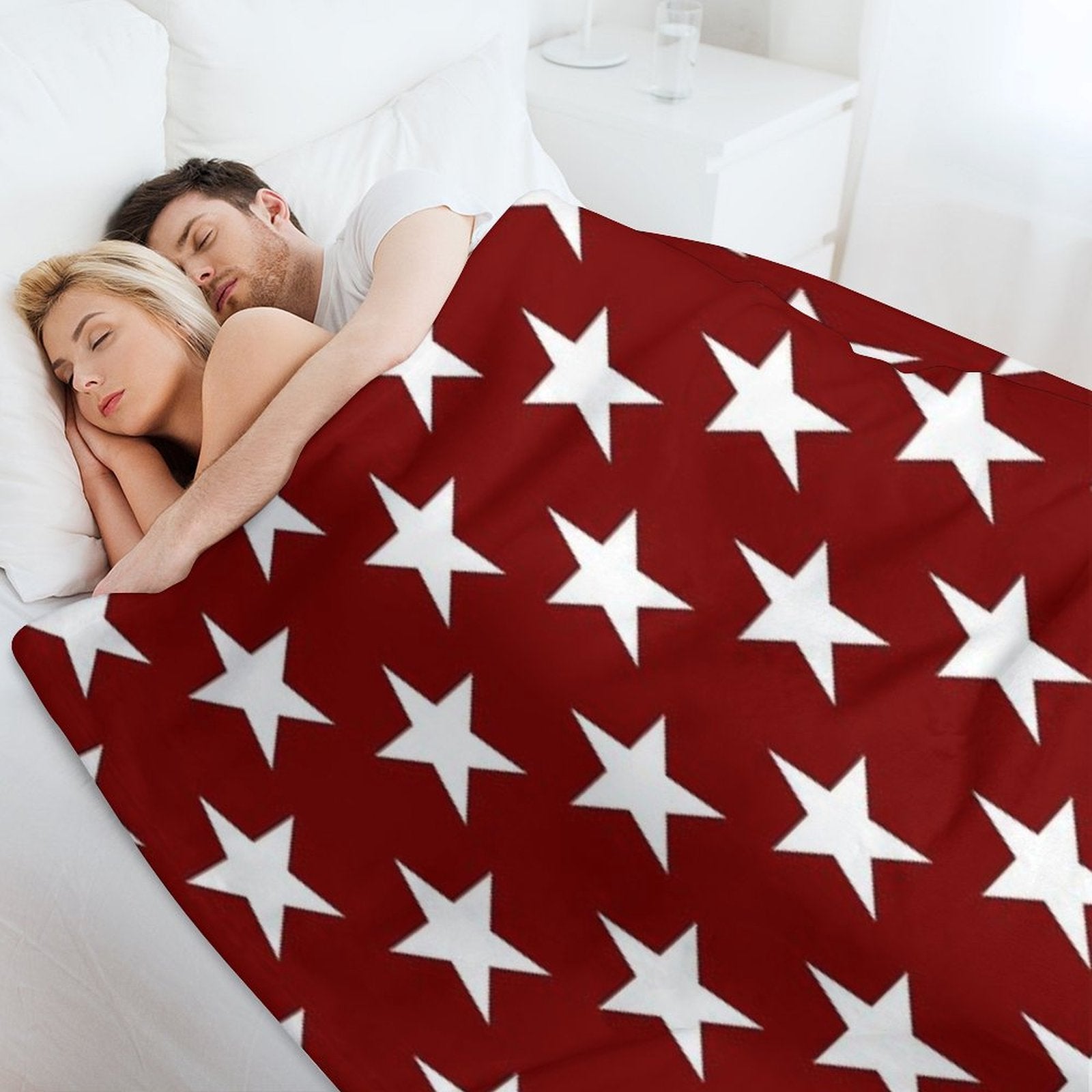 Stars on Crimson Velvety-soft Throw Blanket