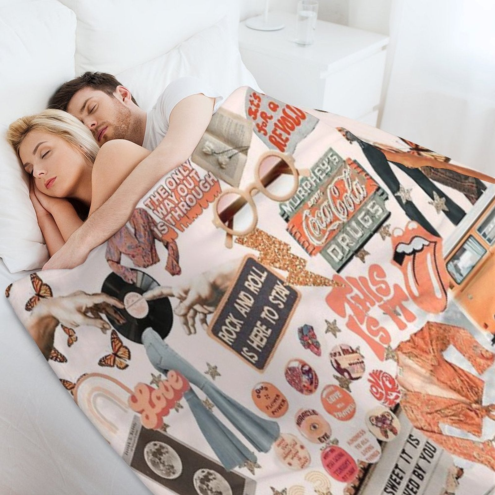 Pink And Orange Collage Premium Throw Blanket