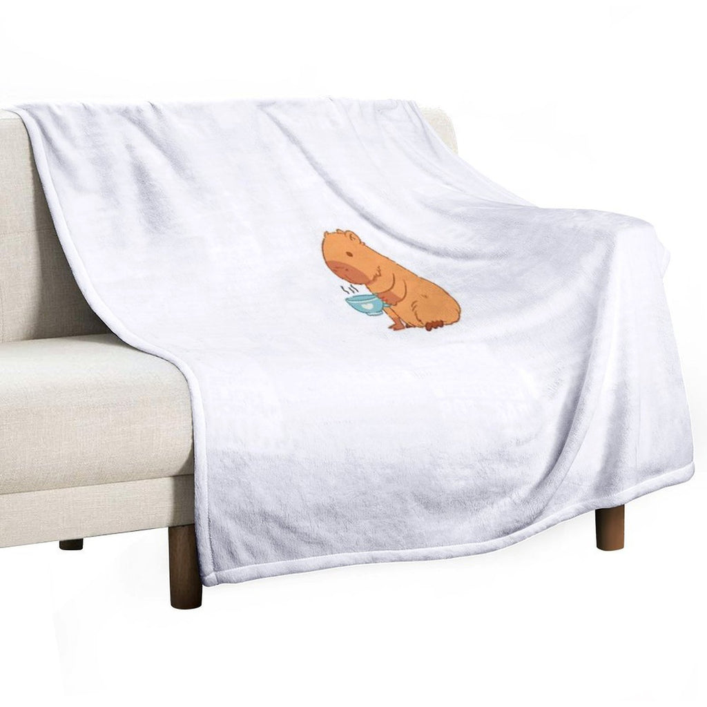 Capybara with A Tea Cup Velvety-soft Throw Blanket