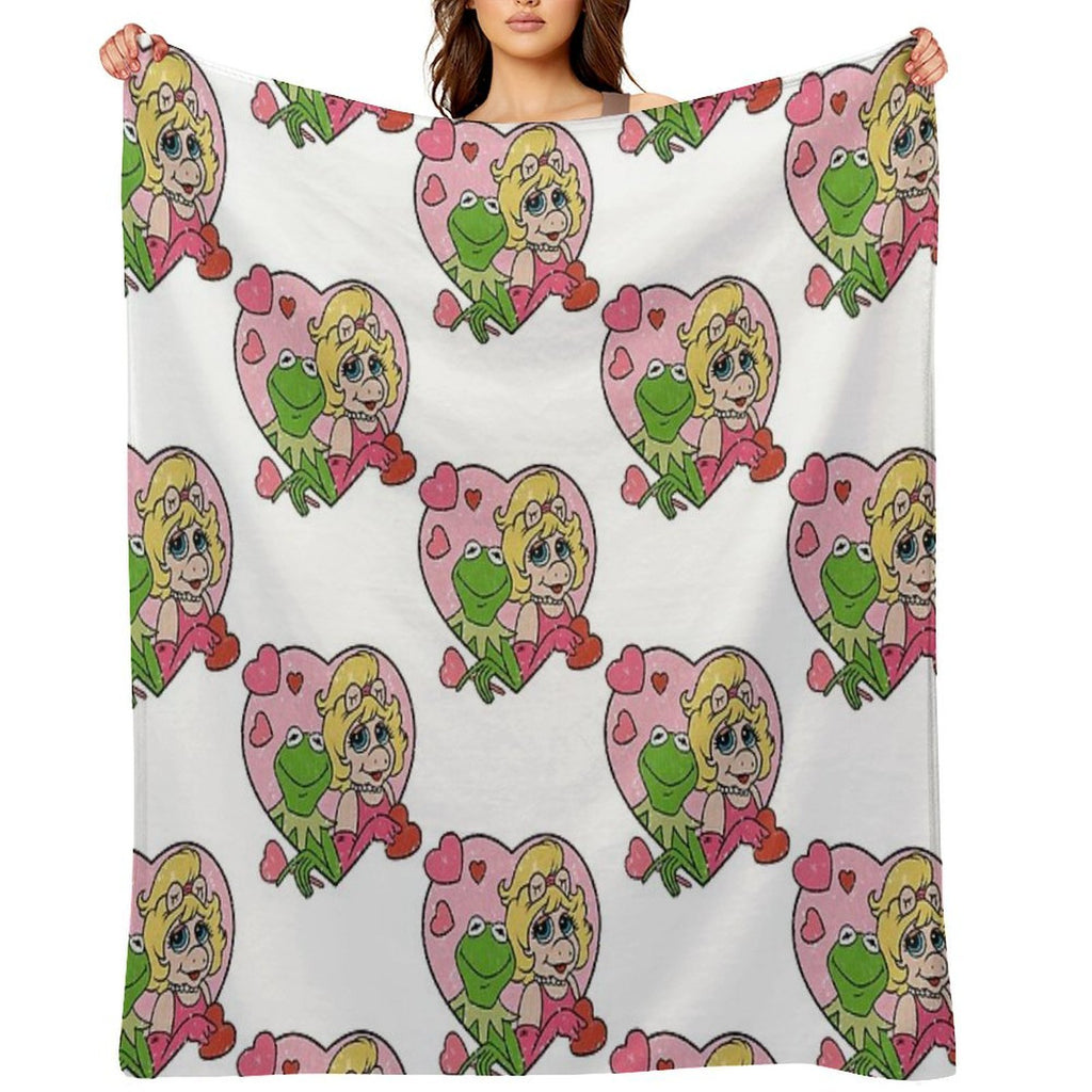 Distressed Kermit And Miss Piggy Plush Throw Blanket