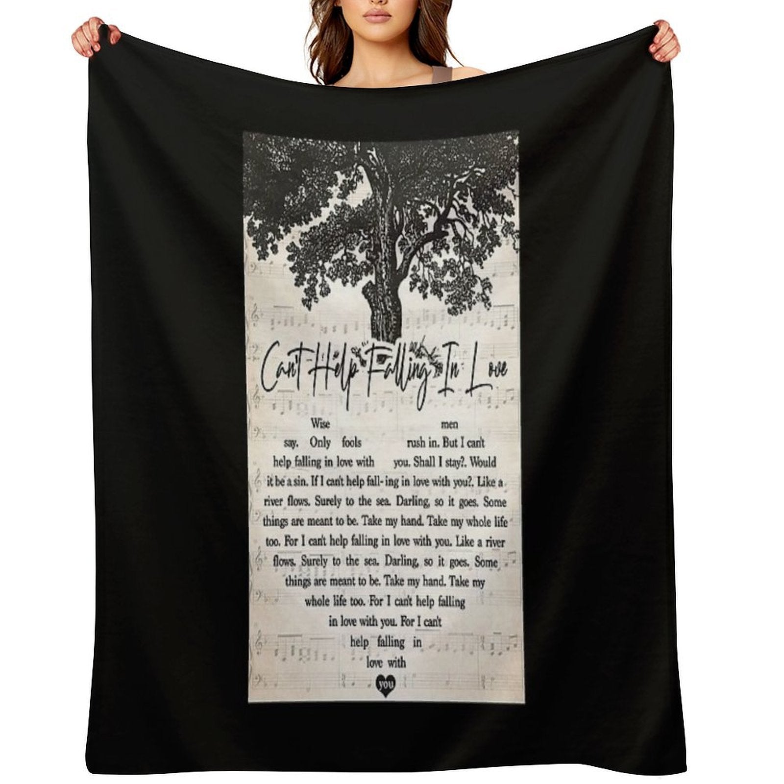 Elvis Presley - Can't Help Falling In Love Lyrics Lovers Shrink-resistant Throw Blanket