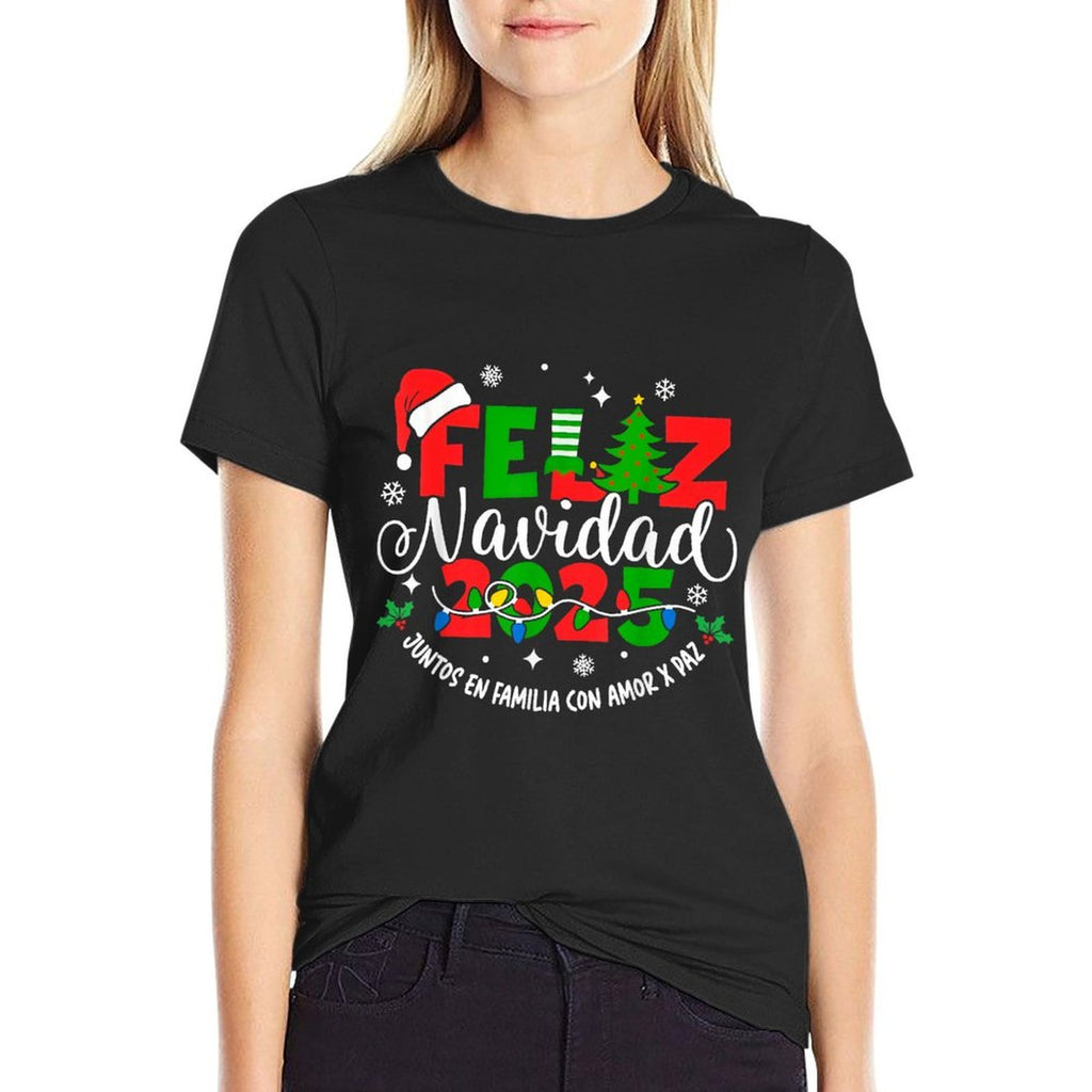 Feliz Navidad 2025 Christmas Xmas Lights Pajamas Holiday  Classic T-Shirt