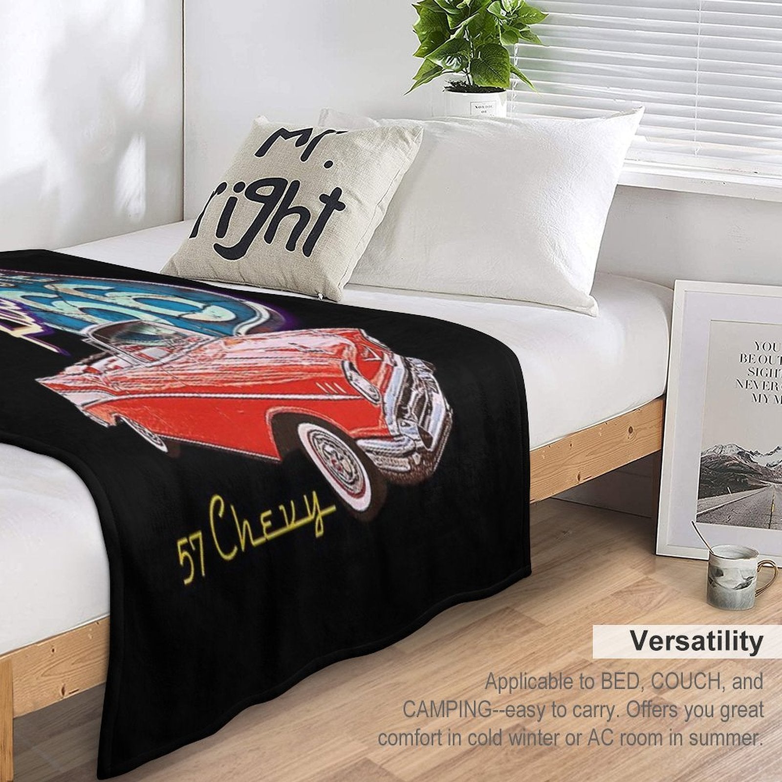 1957 Chevy Bel Air Vintage Retro Classic Car Street Hot Rod Antique Route 66 Design Gift-ready Throw Blanket