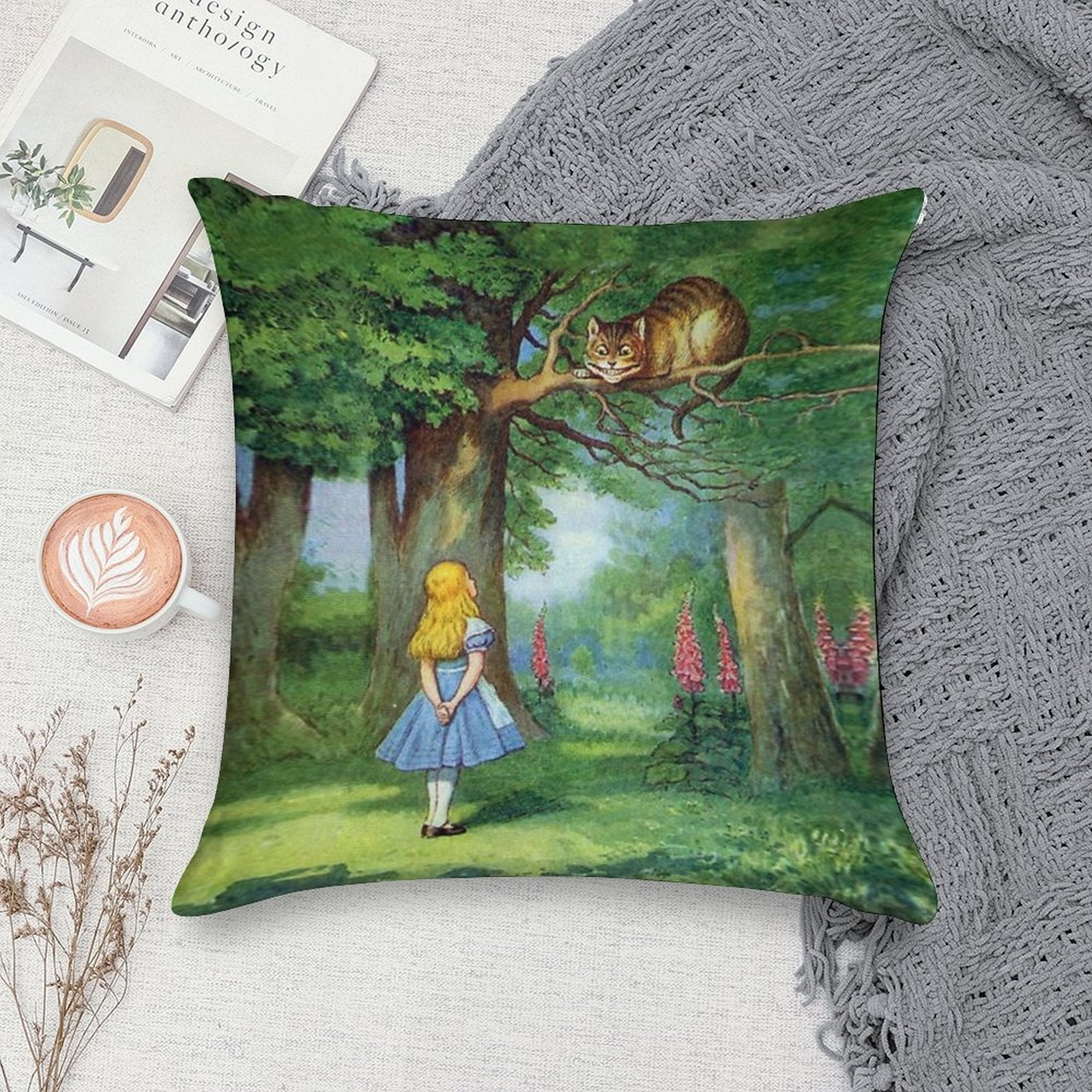 Cheshire Cat Soft Shrink-Resistant Throw Pillow