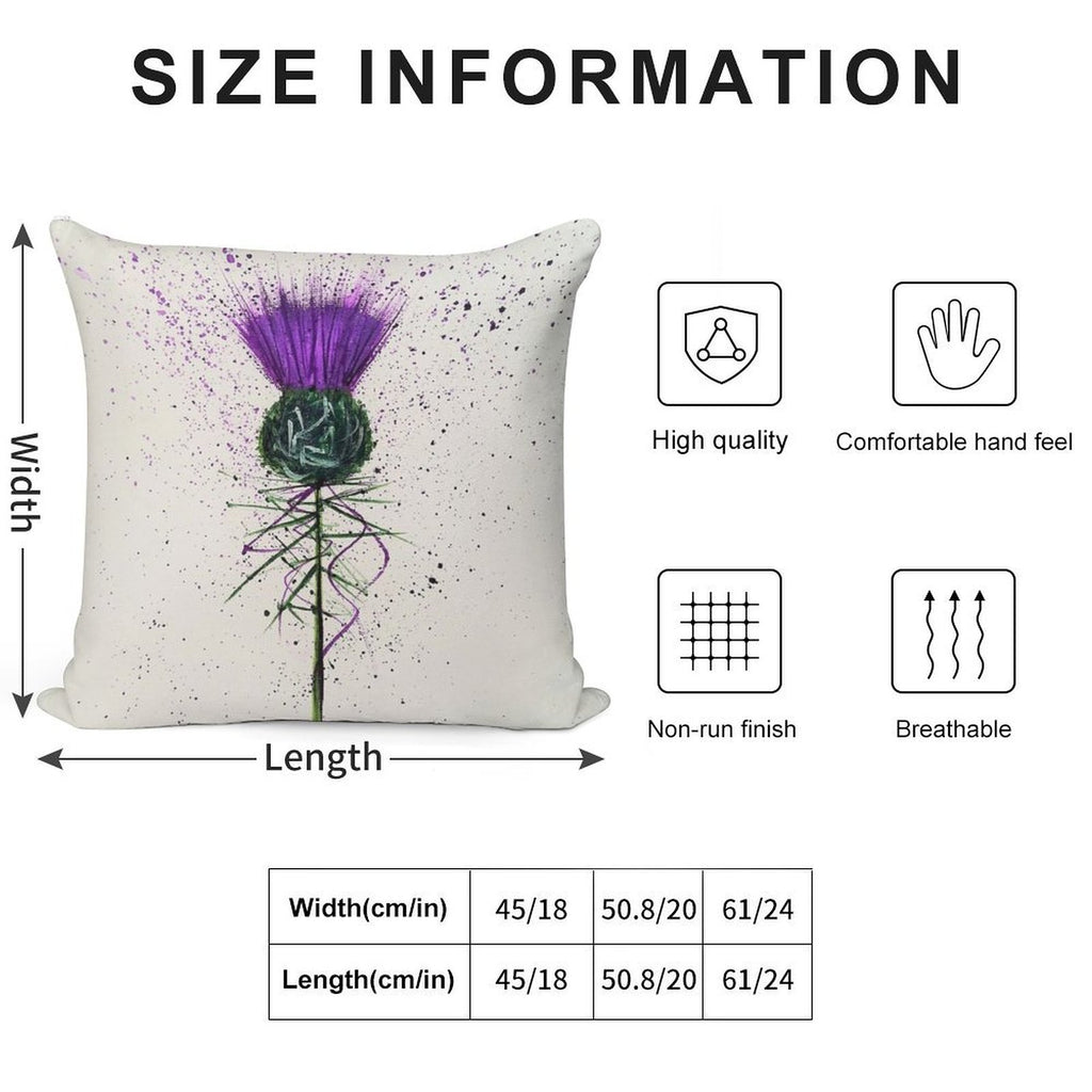 Purple Thistle Elegant Style Soft Reinforced Edging Throw Pillow