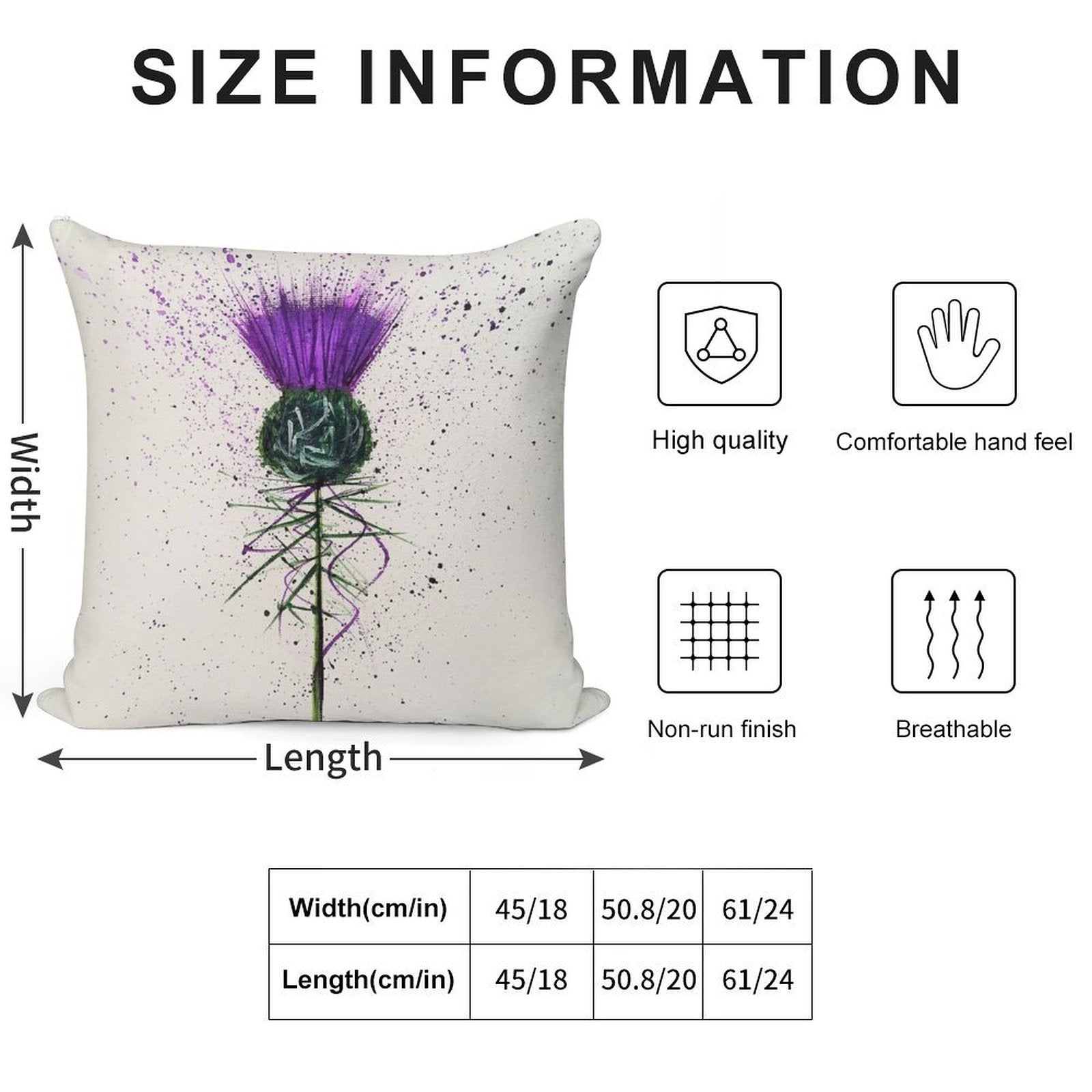 Purple Thistle Elegant Style Soft Reinforced Edging Throw Pillow