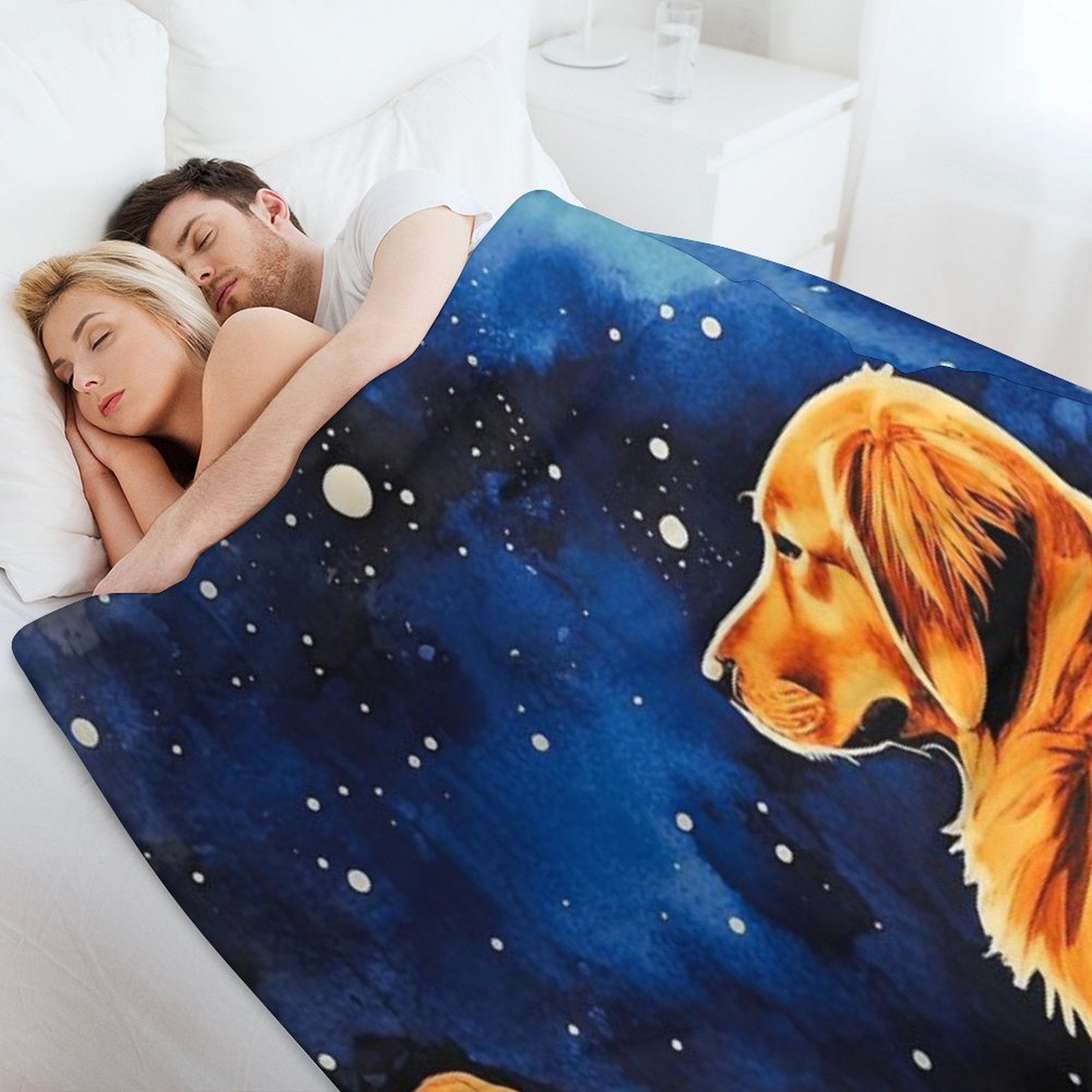 Golden Retriever In The Desert At Night Quick-dry Throw Blanket