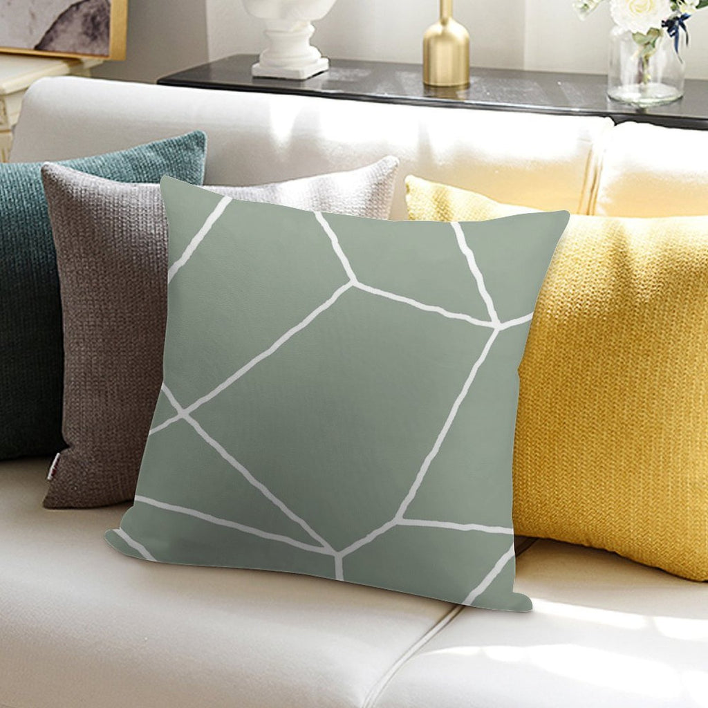 Geometric Sage Green Throw Pillow Soft Short Plush Fabric Throw Pillow