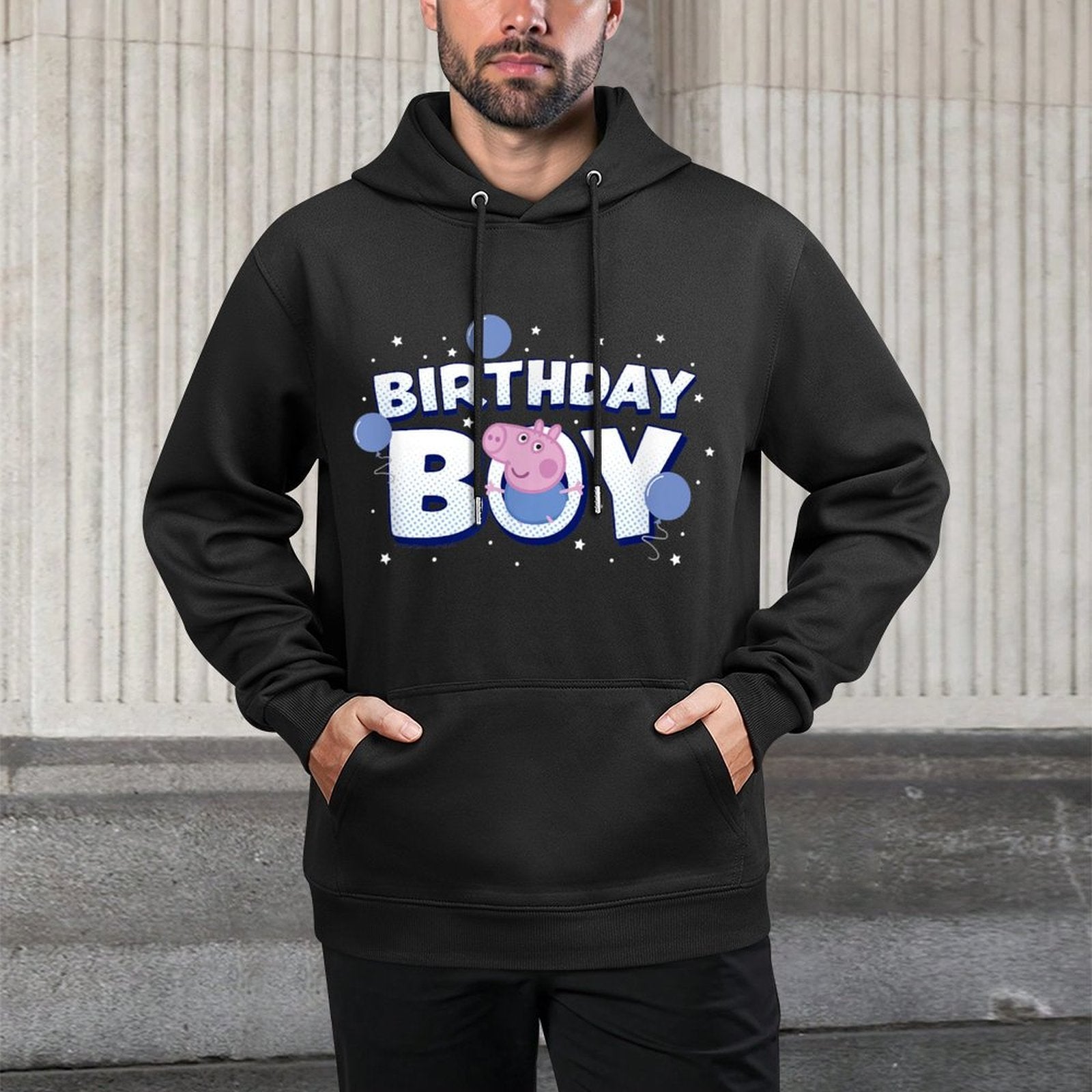 Peppa Pig George Birthday Boy Holiday Balloon Logo Layering Staple Hoodie