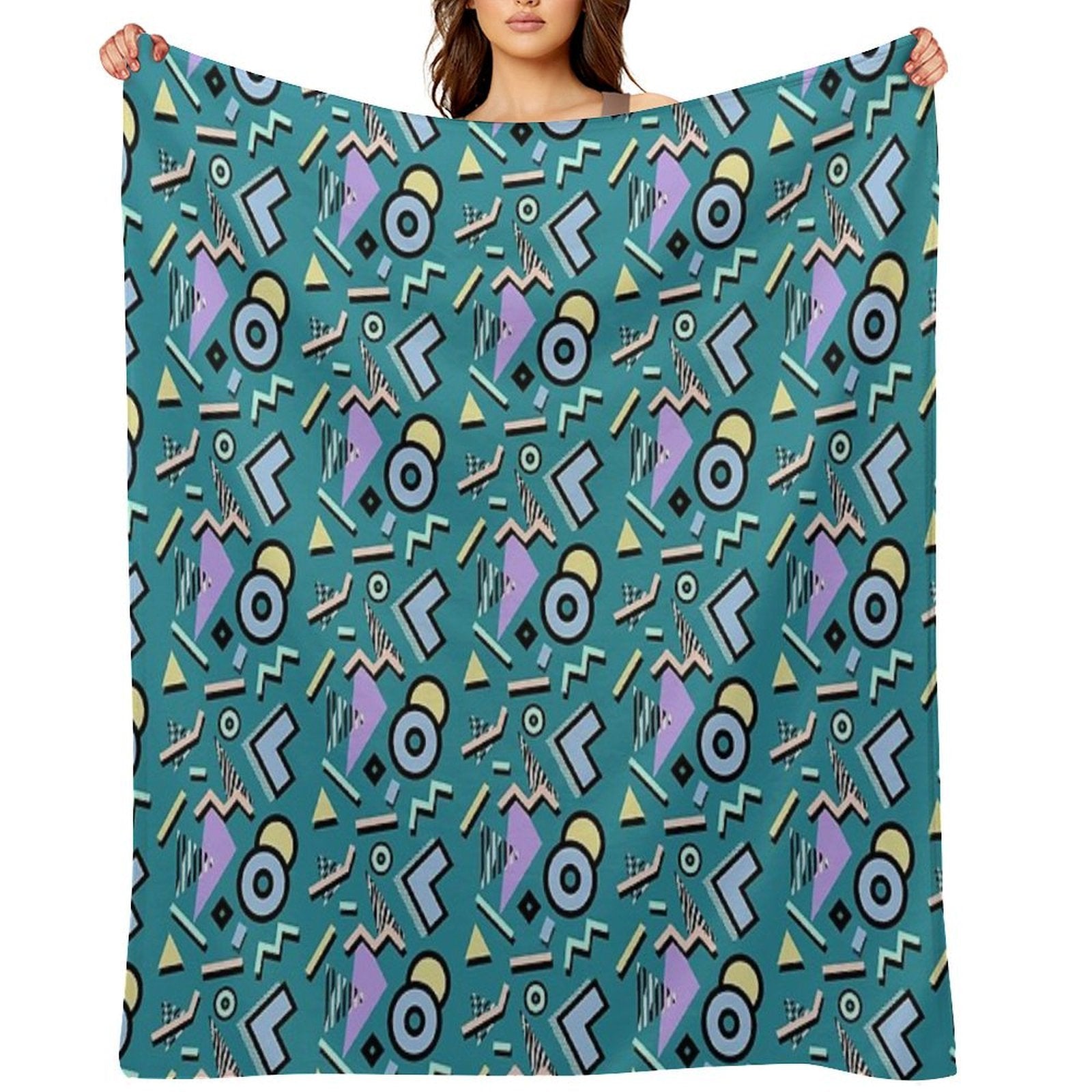 80s Pattern Vaporwave Memphis Pastel Squiggles Gift-ready Throw Blanket